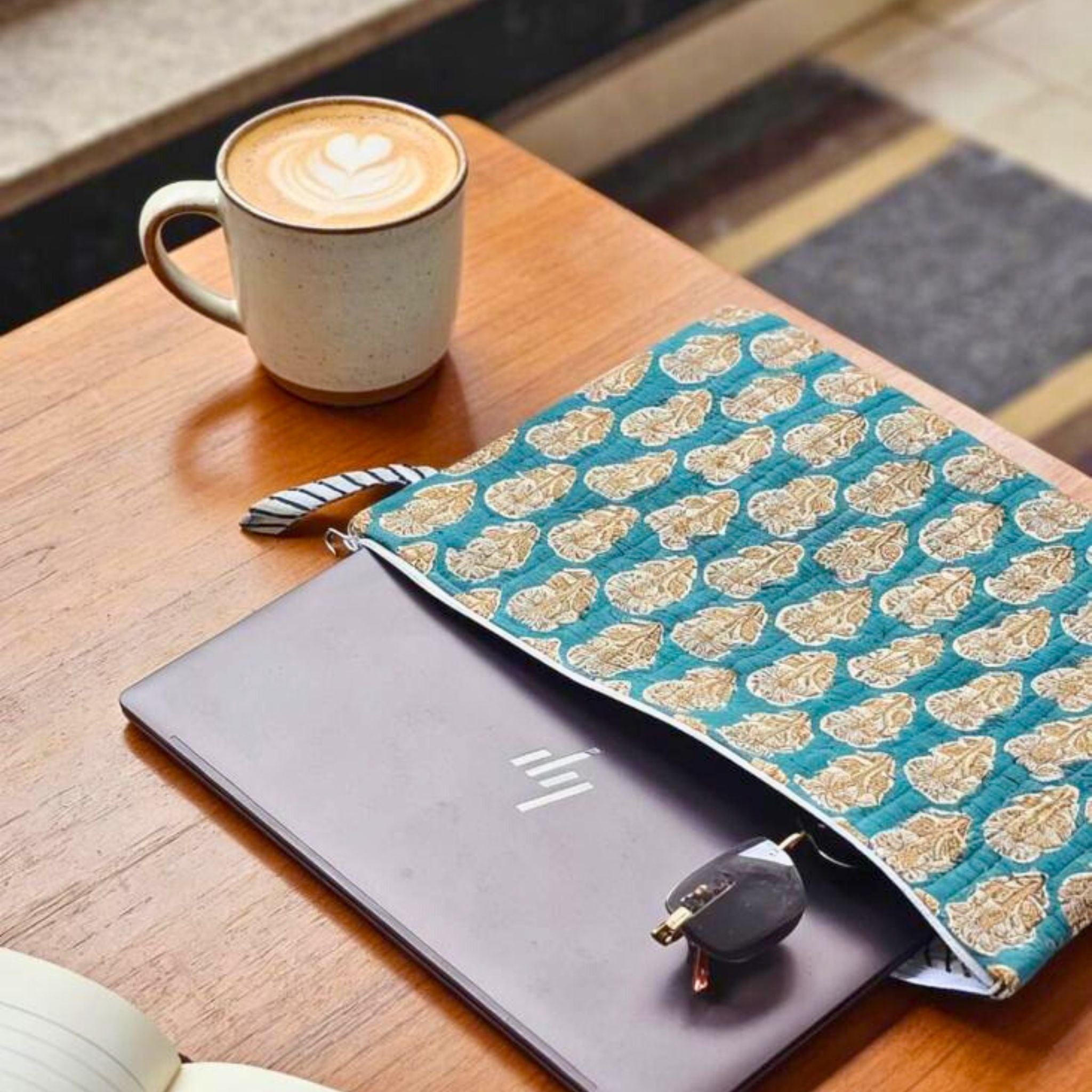 13 Inch Laptop/ipad Waterproof Sleeves (Blue and Gold) by Suryatra