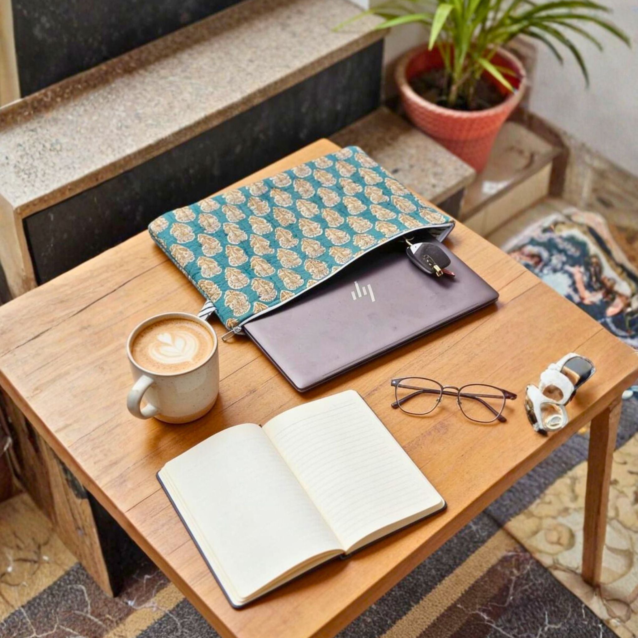 13 Inch Laptop/ipad Waterproof Sleeves (Blue and Gold) by Suryatra