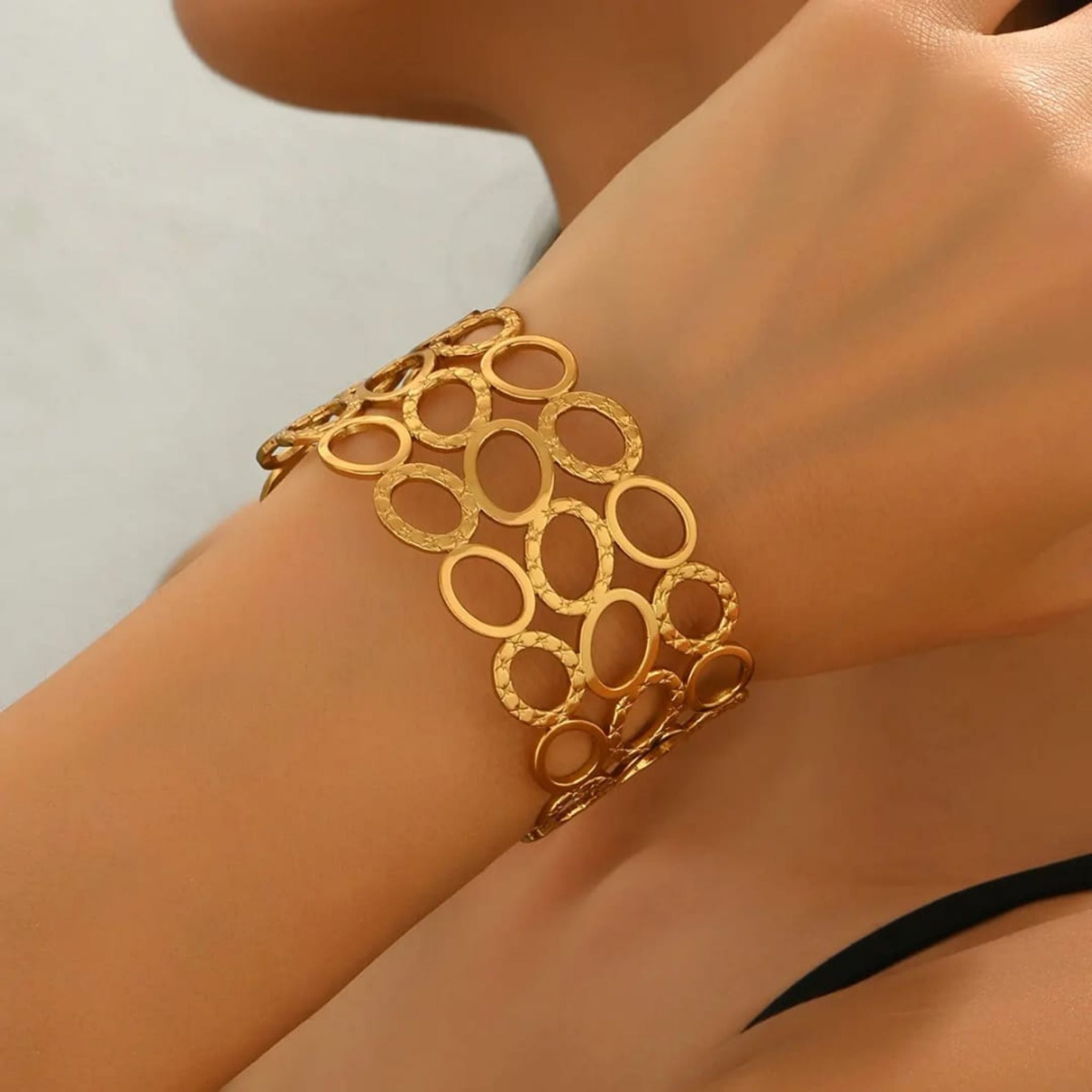 Luxe Geometric Gold Cuff Bracelet by Suryatra