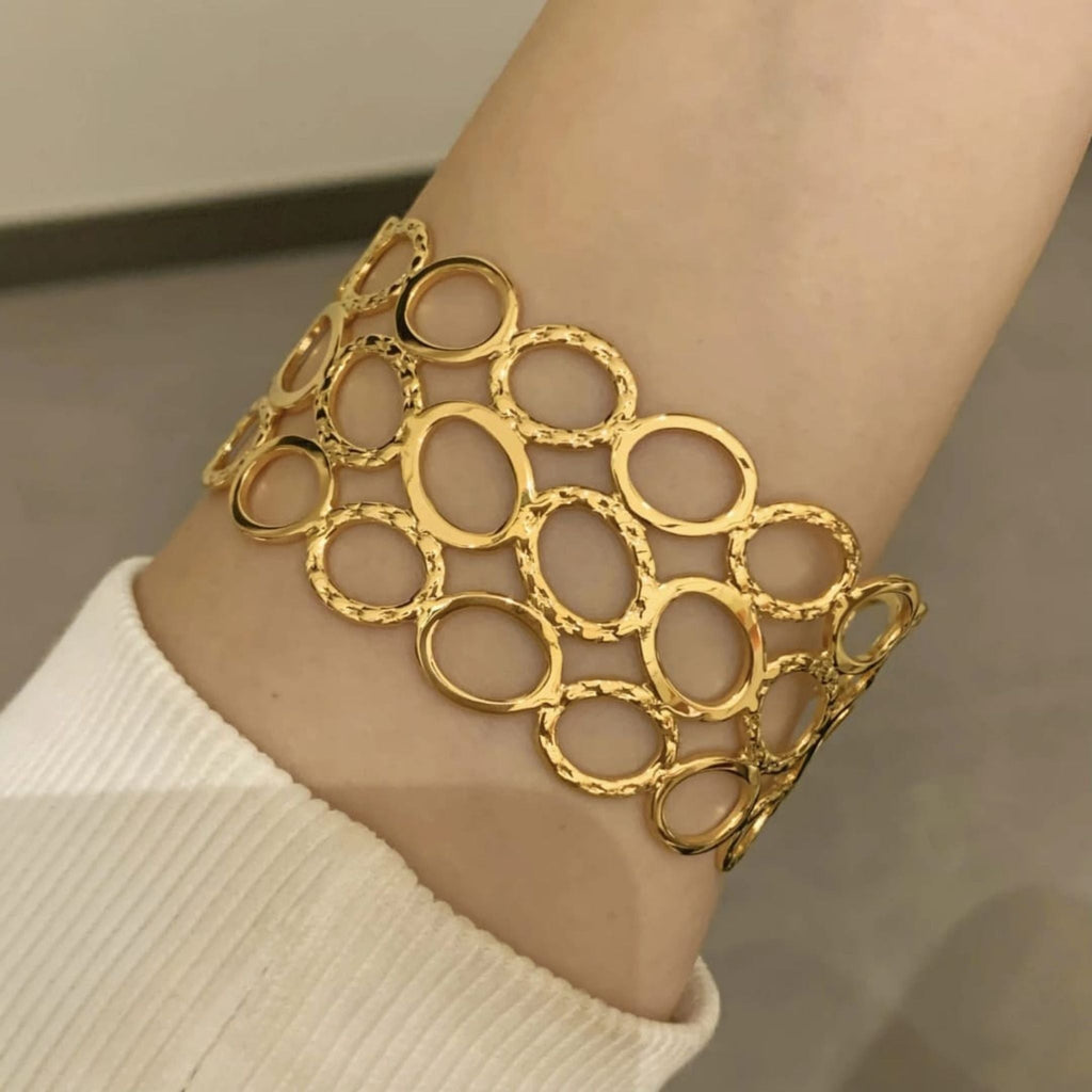 Luxe Geometric Gold Cuff Bracelet by Suryatra