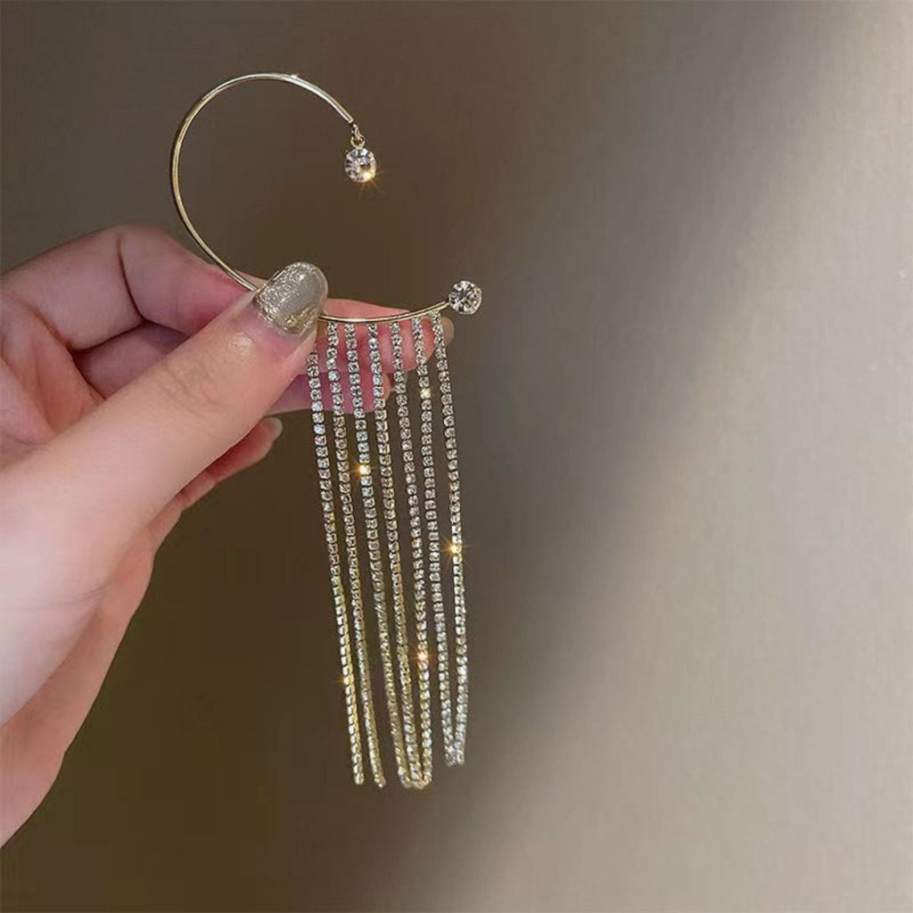 Crystal Tassel Ear Cuff by Suryatra