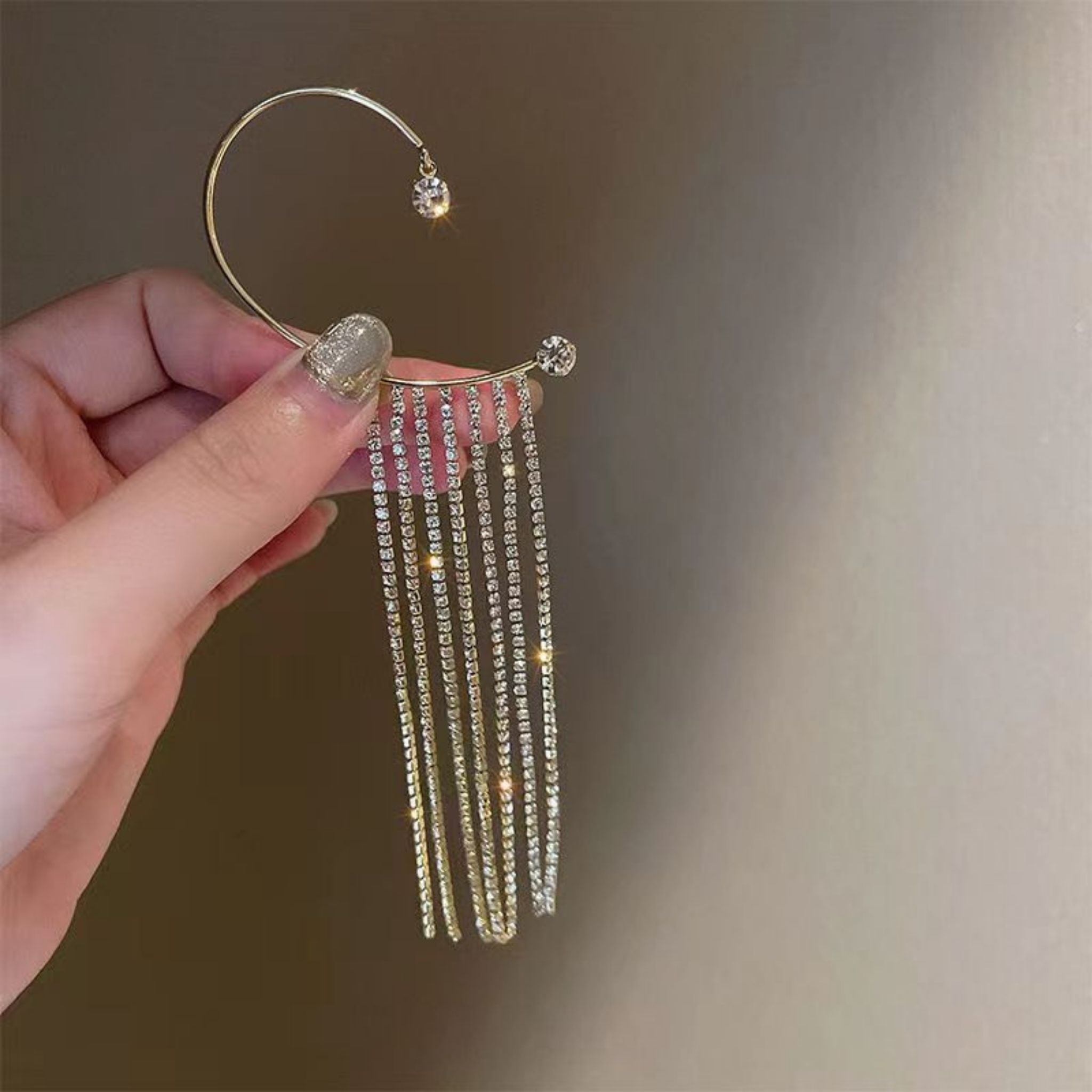 Crystal Tassel Ear Cuff by Suryatra