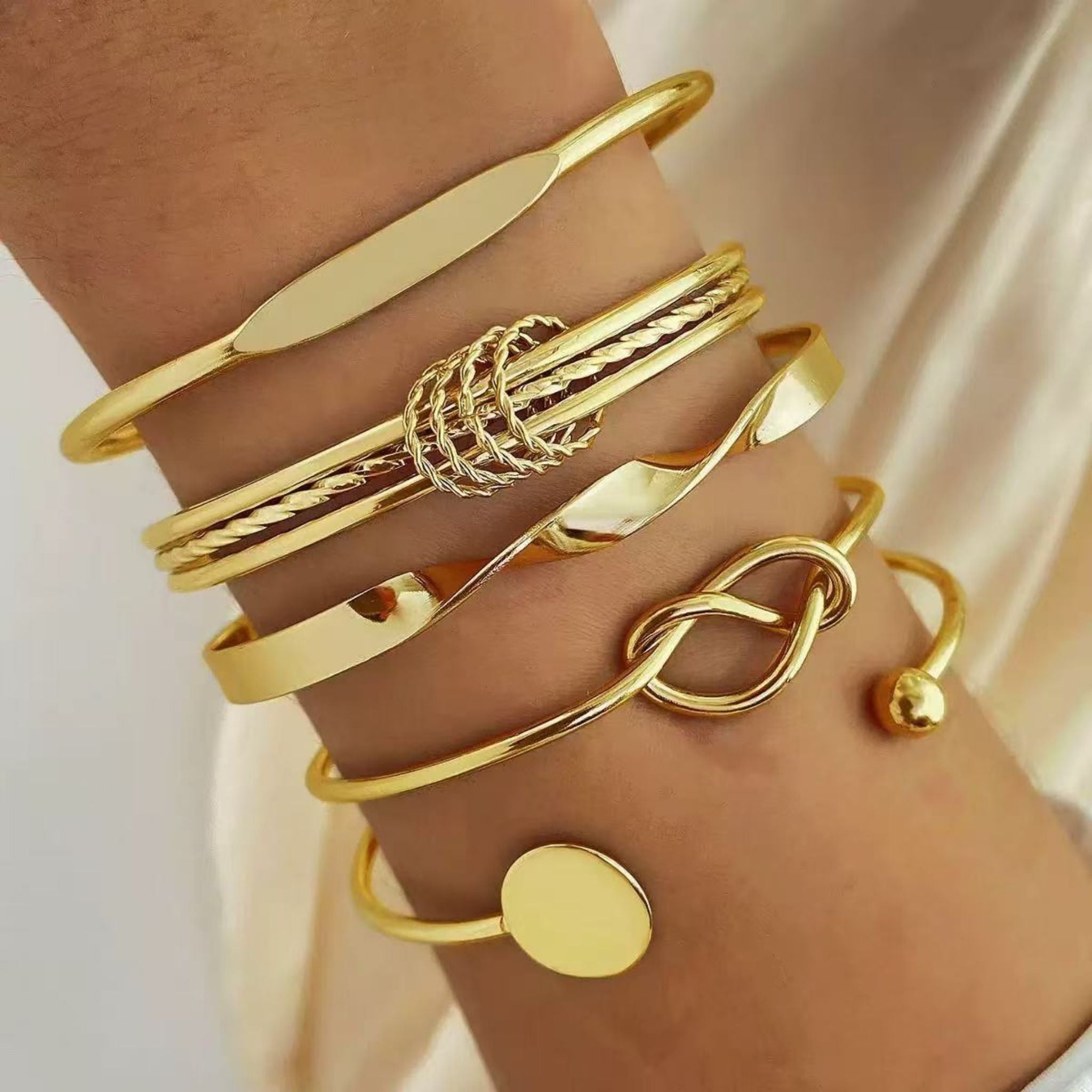 Golden Minimalist Bracelet Set by Suryatra