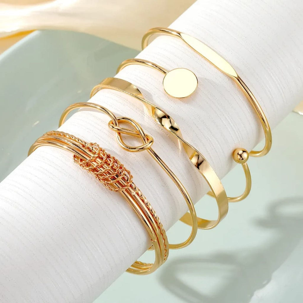 Golden Minimalist Bracelet Set by Suryatra