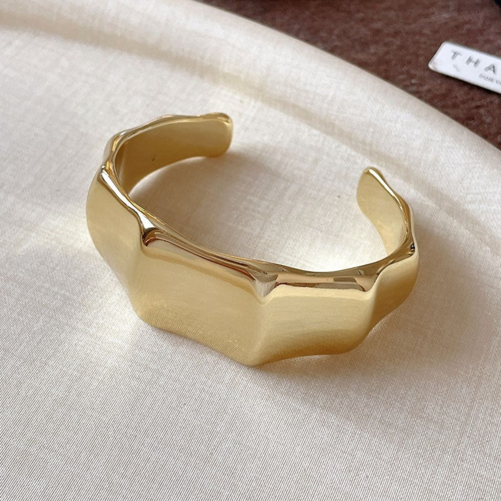Golden Facet Statement Cuff by Suryatra