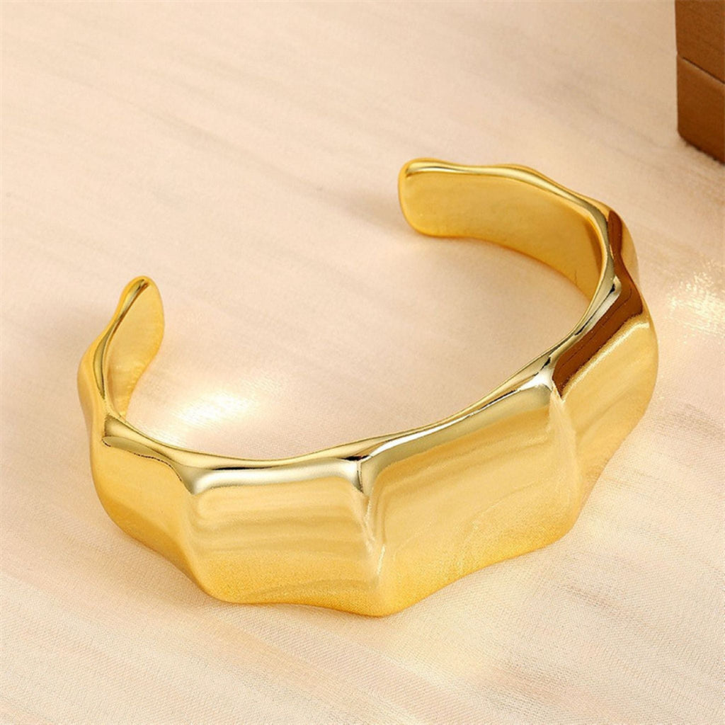 Golden Facet Statement Cuff by Suryatra