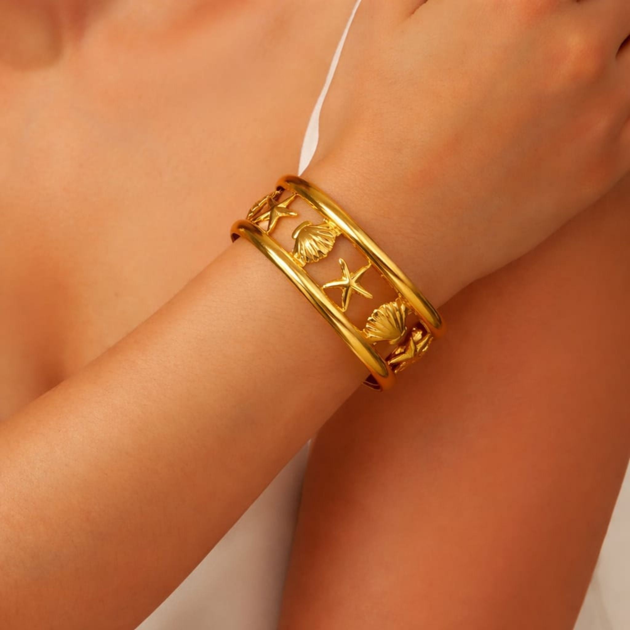 Golden Ocean Charm Cuff by Suryatra