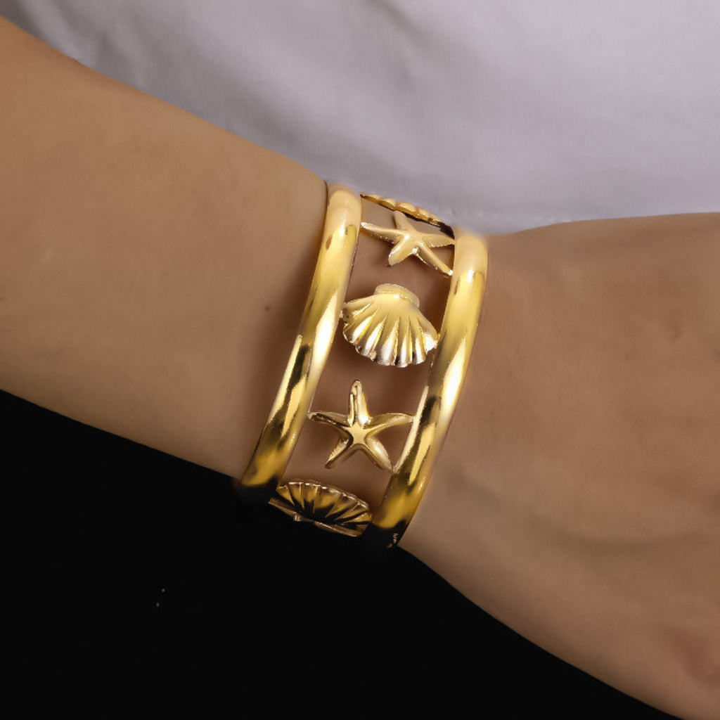 Golden Ocean Charm Cuff by Suryatra