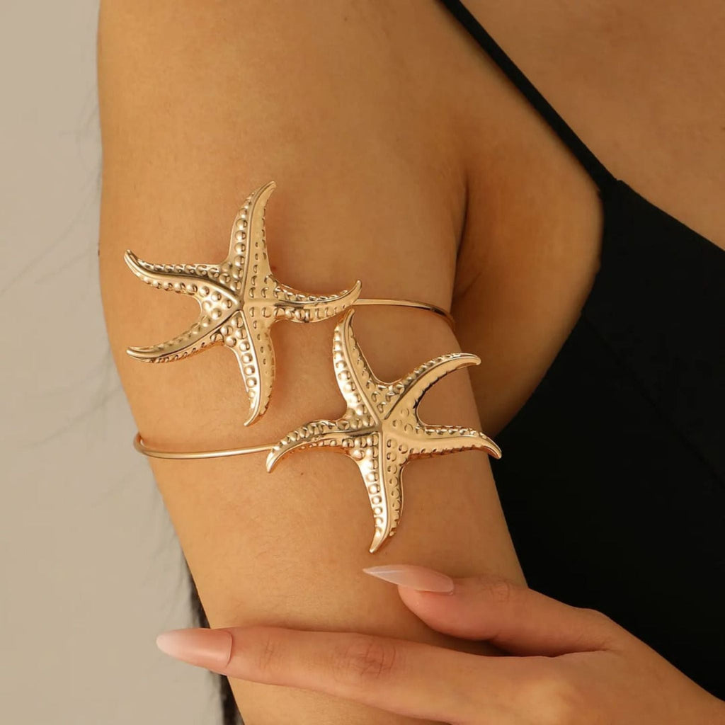 Golden Starfish Arm Cuff by Suryatra