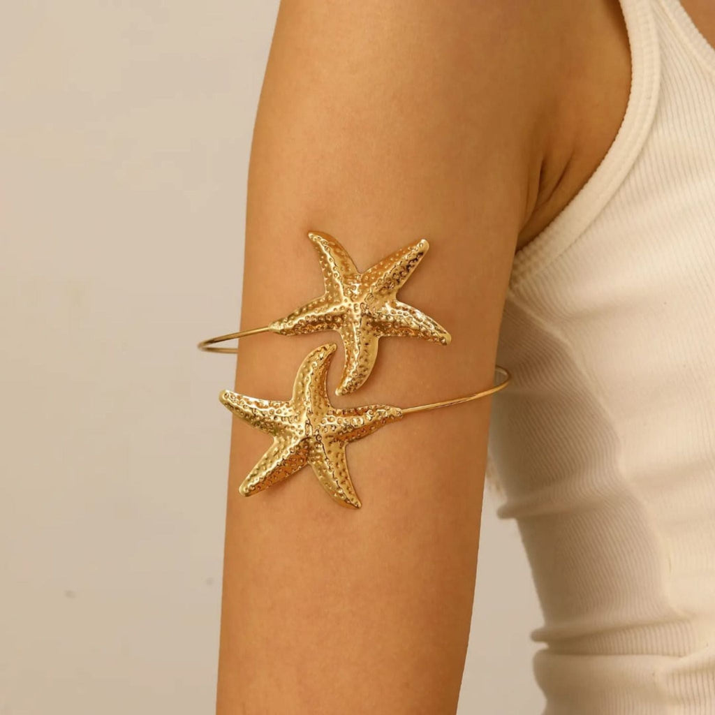 Golden Starfish Arm Cuff by Suryatra