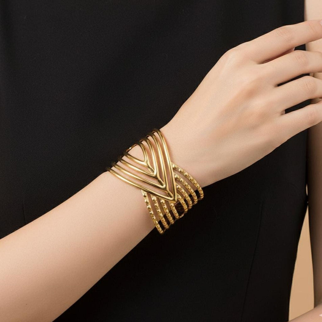 Golden Wave Cuff Bracelet by Suryatra
