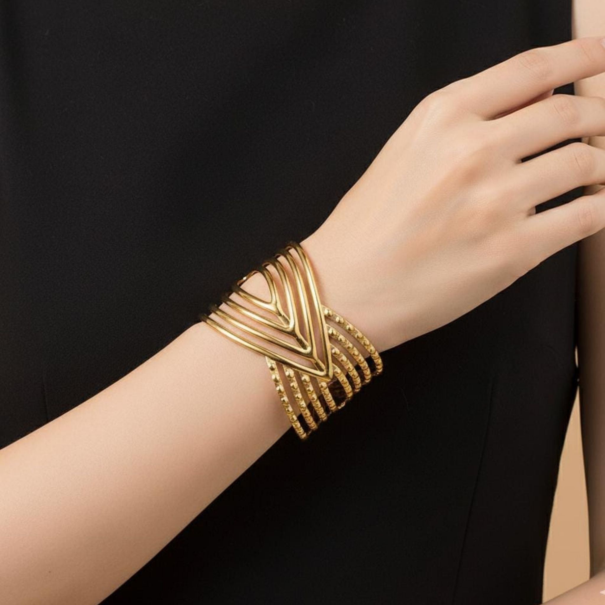 Golden Wave Cuff Bracelet by Suryatra