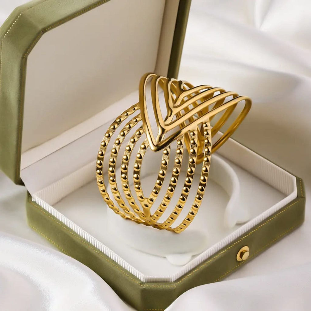 Golden Wave Cuff Bracelet by Suryatra