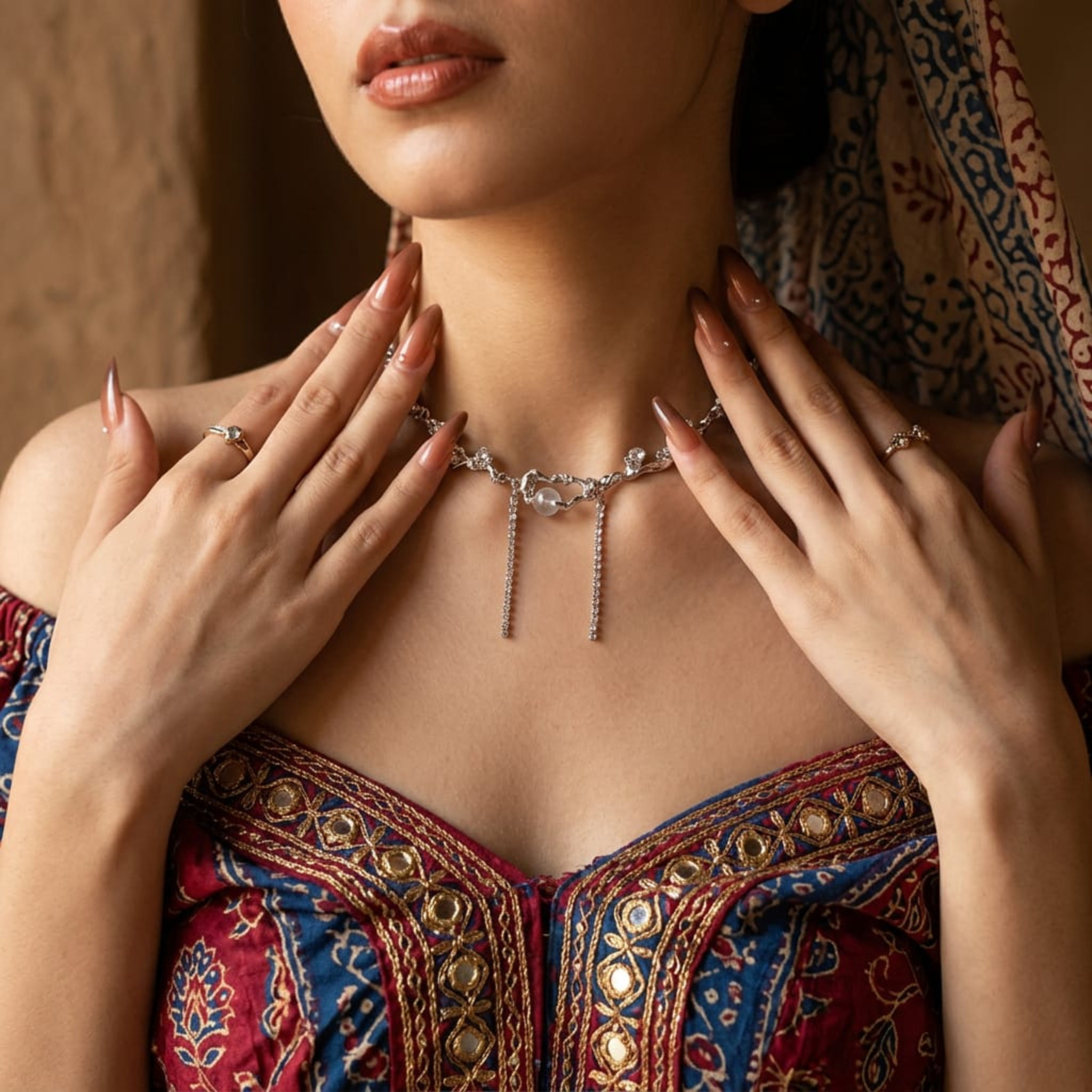 Noor-E-Zevar Crystal Drop Necklace by Suryatra
