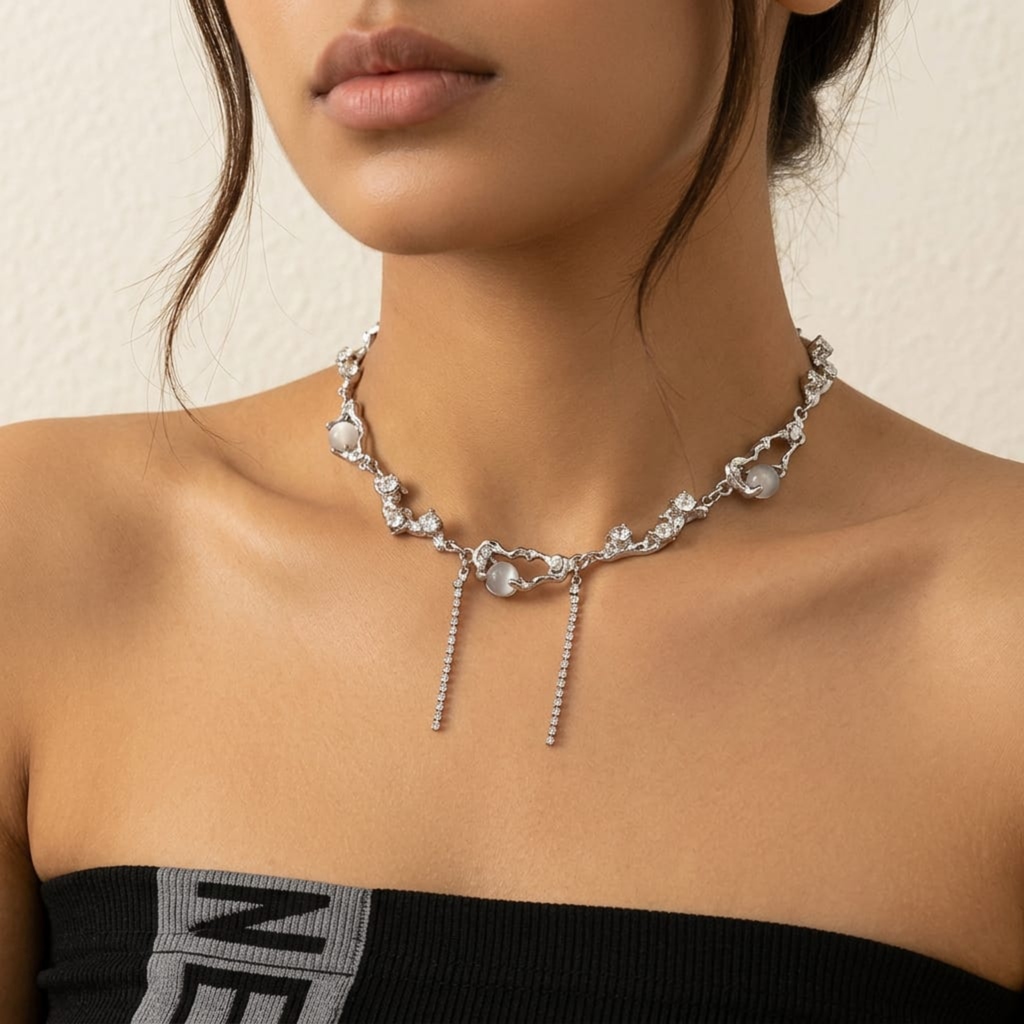 Noor-E-Zevar Crystal Drop Necklace by Suryatra
