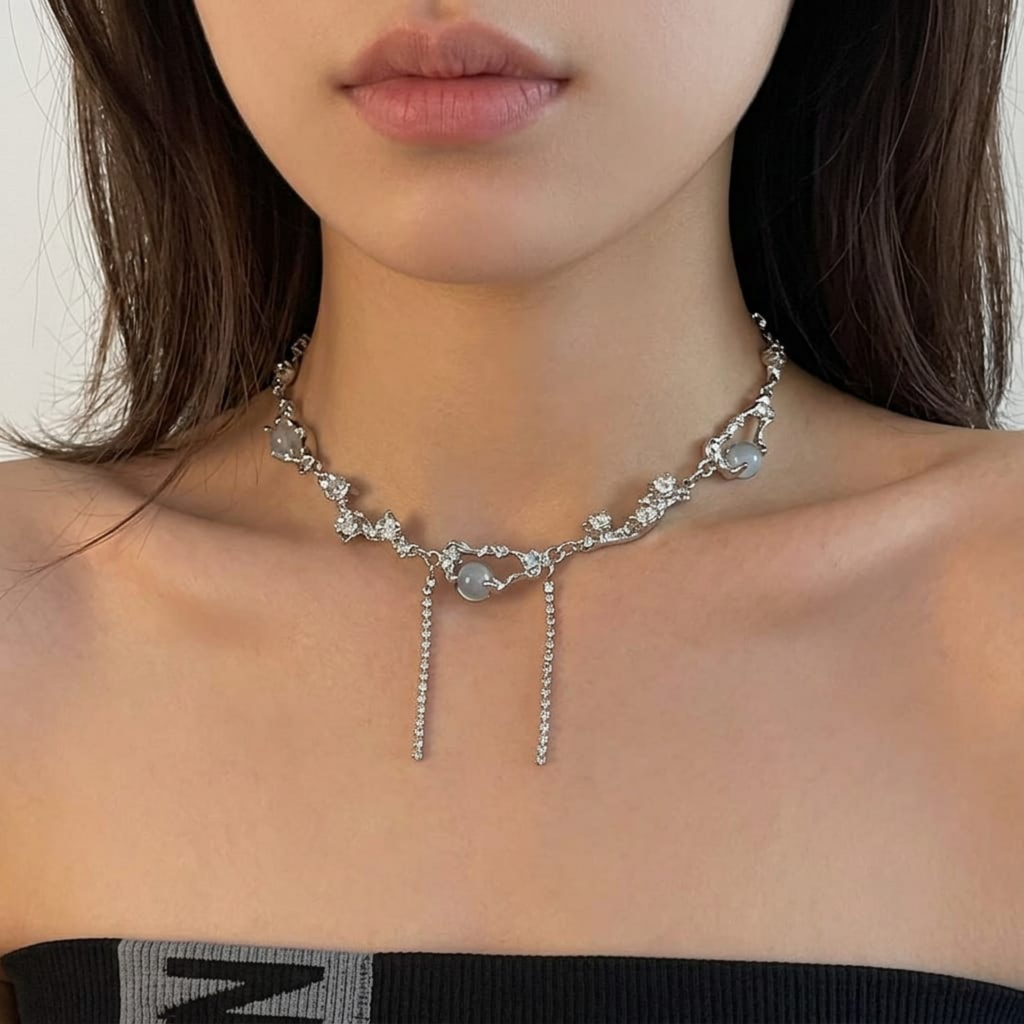 Noor-E-Zevar Crystal Drop Necklace by Suryatra