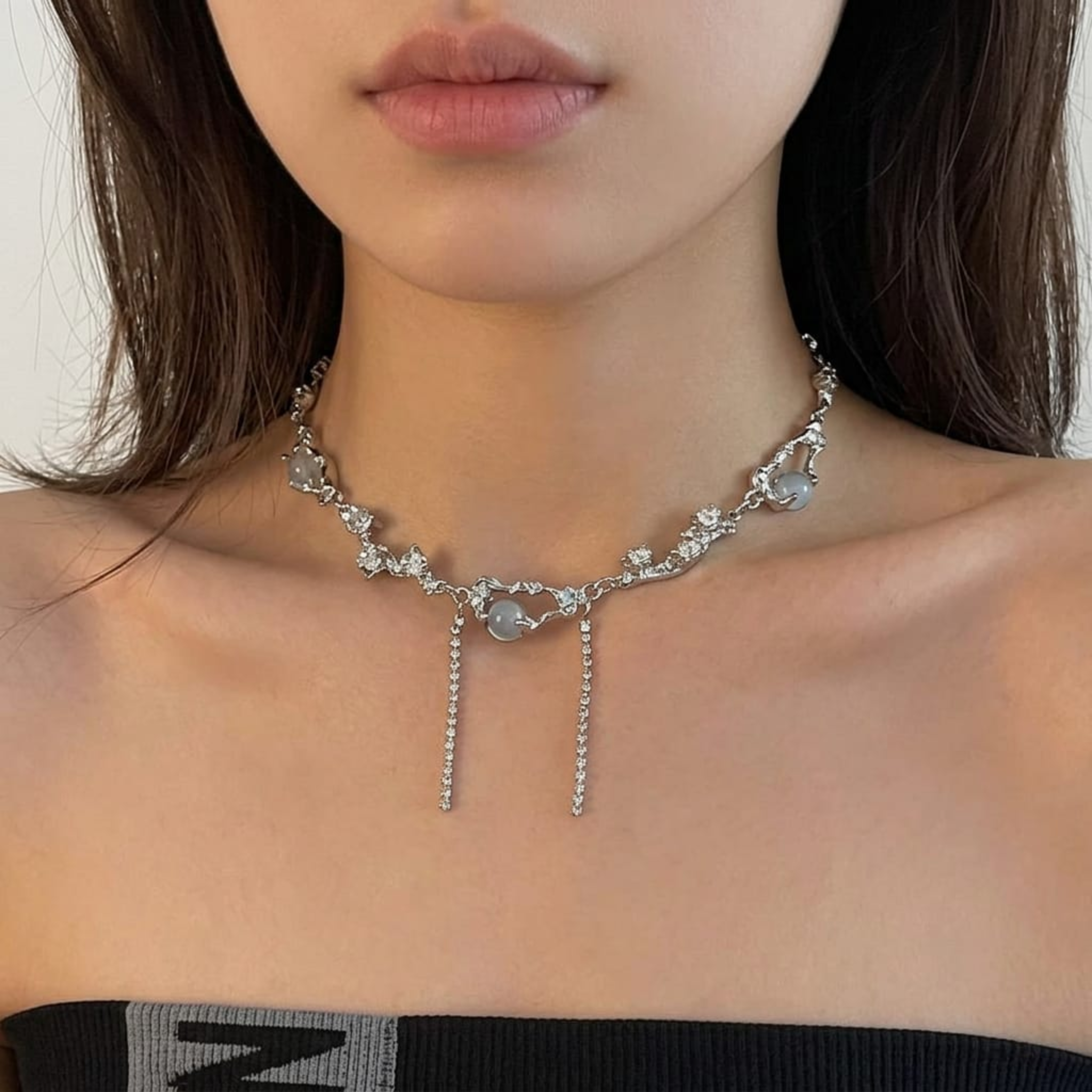 Noor-E-Zevar Crystal Drop Necklace by Suryatra