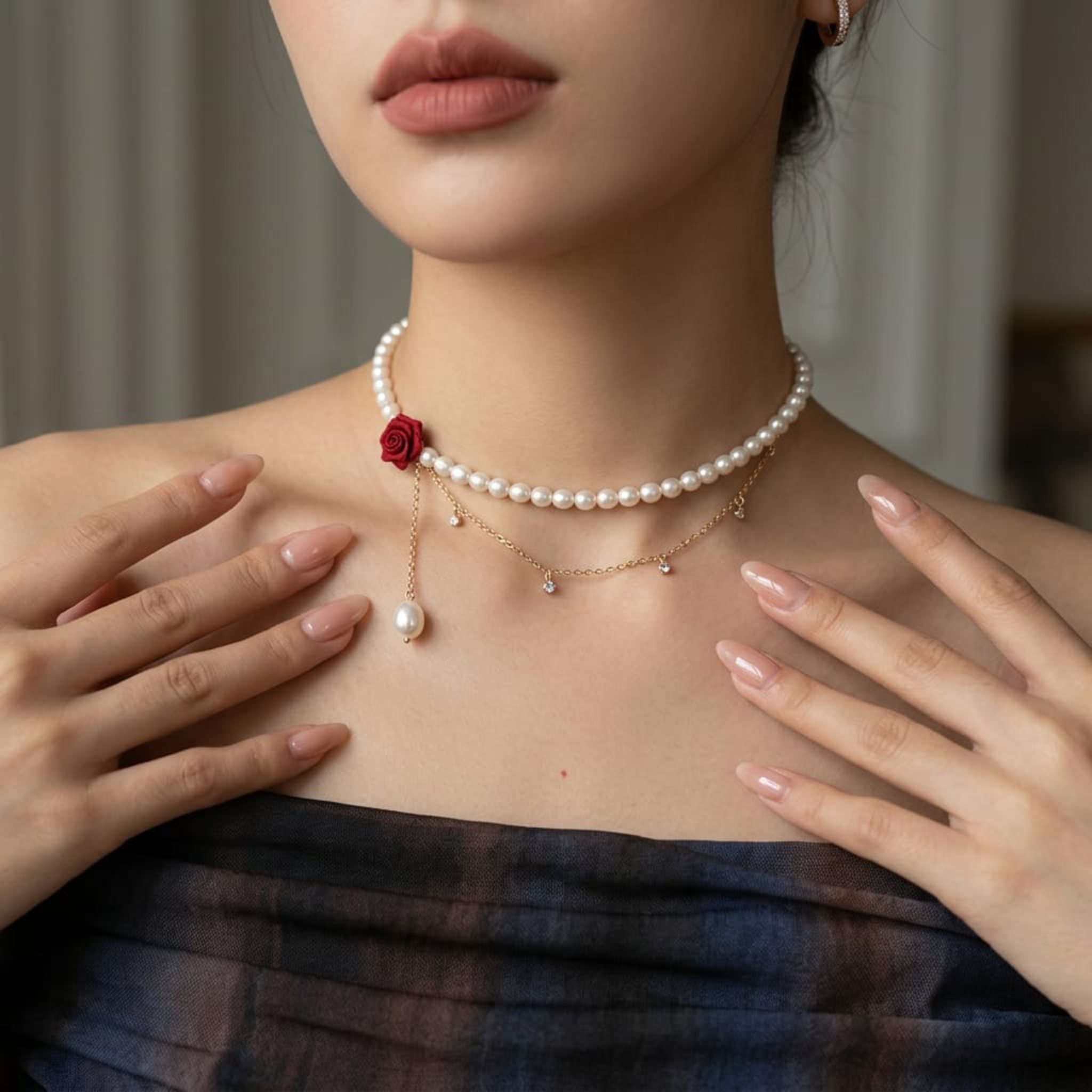 Gul-Noor Pearl Drop Choker by Suryatra