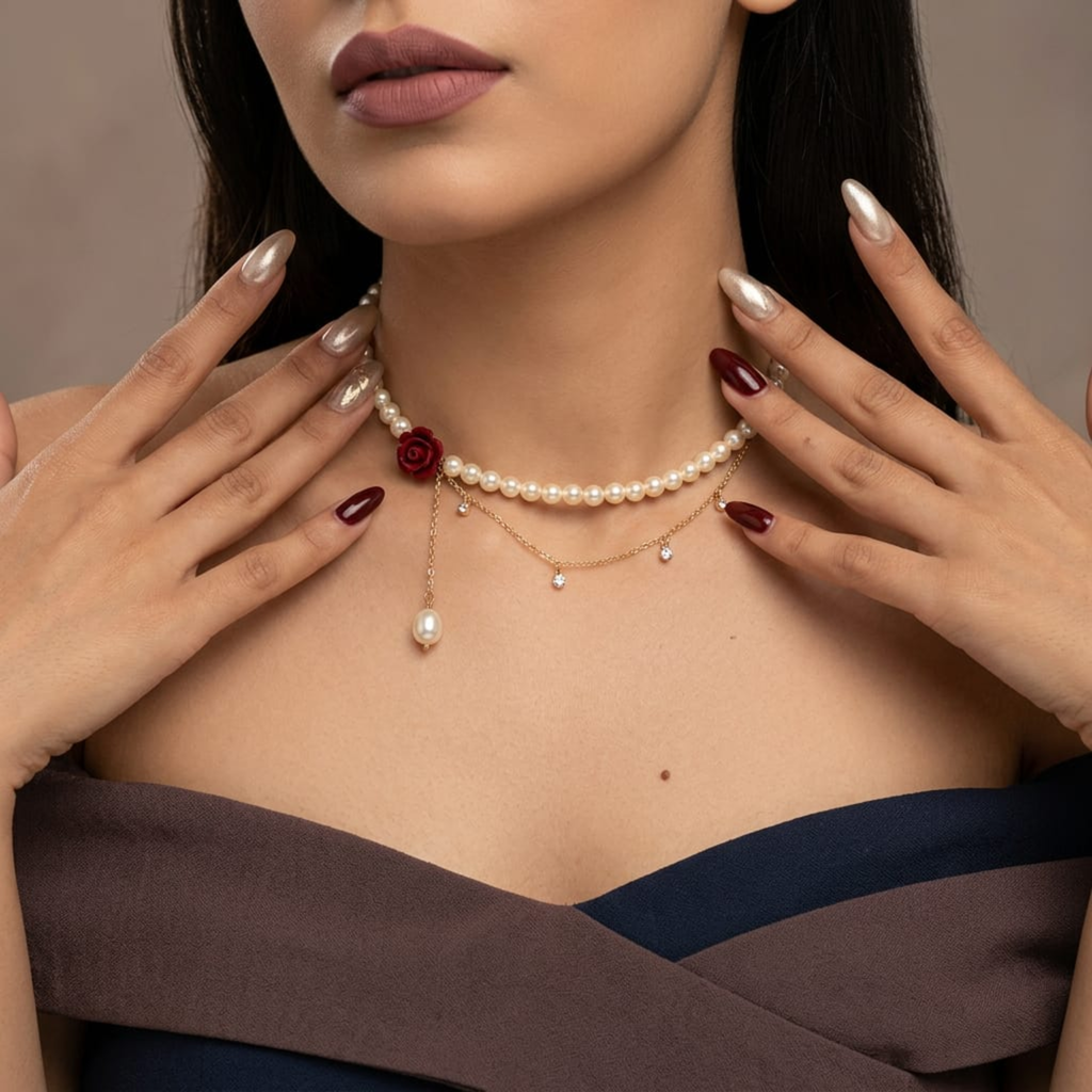 Gul-Noor Pearl Drop Choker by Suryatra