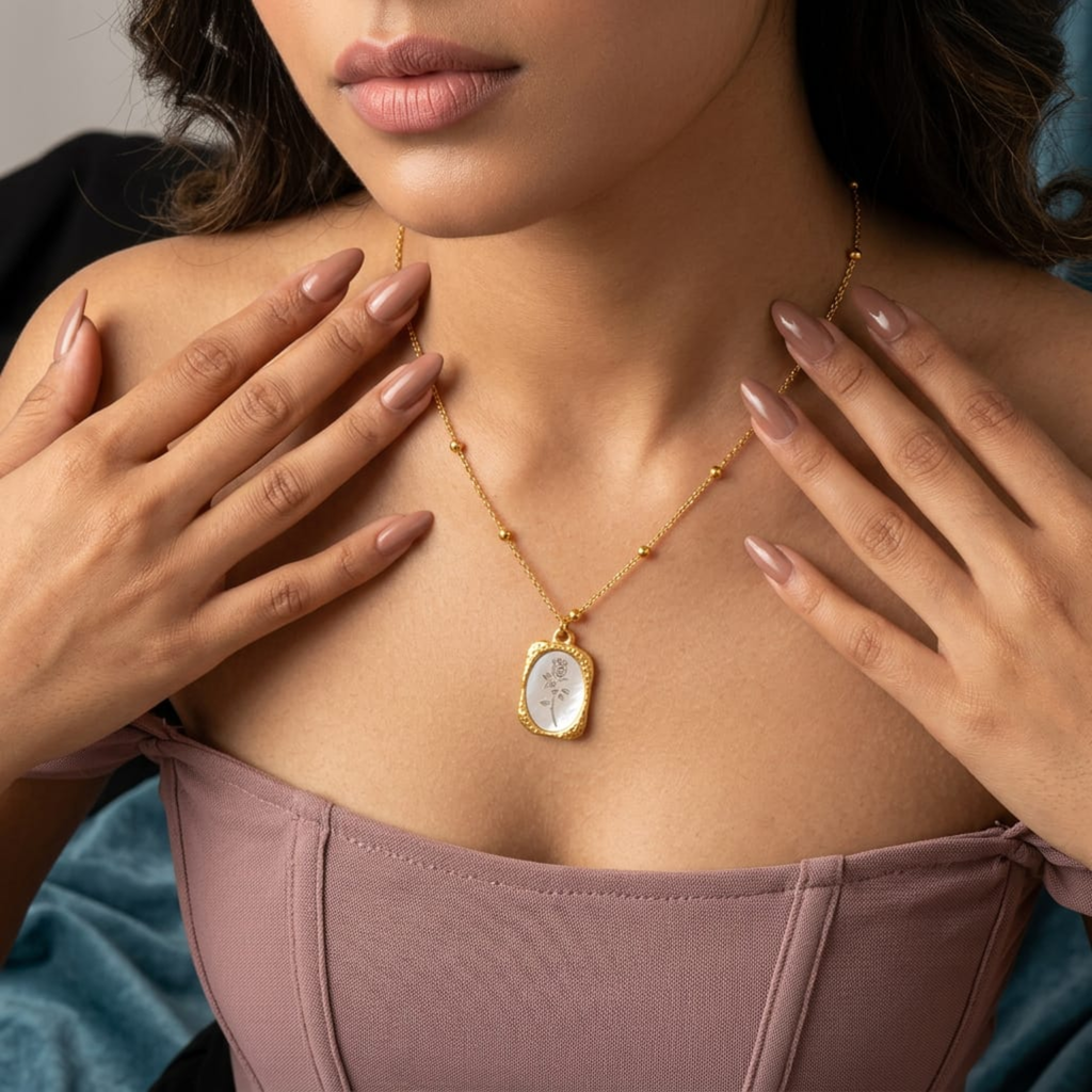 Gul-Aaina Gold Pendant Necklace by Suryatra