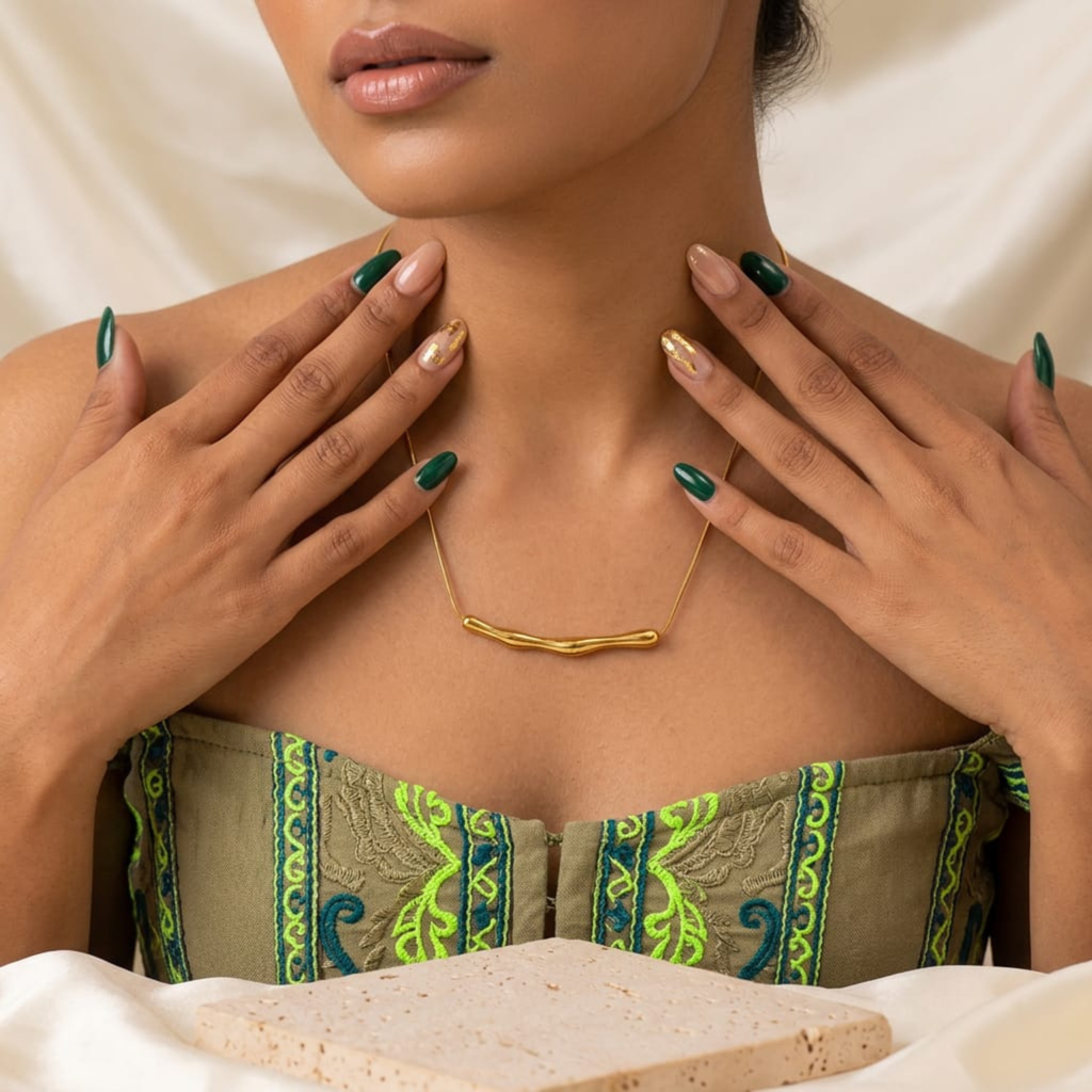 Aura Flow Gold Bar Necklace by Suryatra