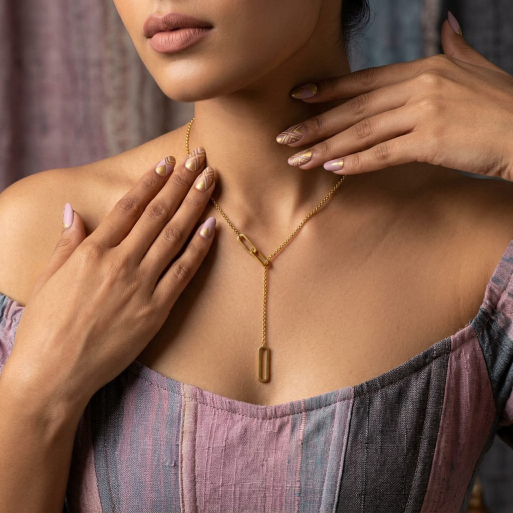 Linka Drop Gold Necklace by Suryatra