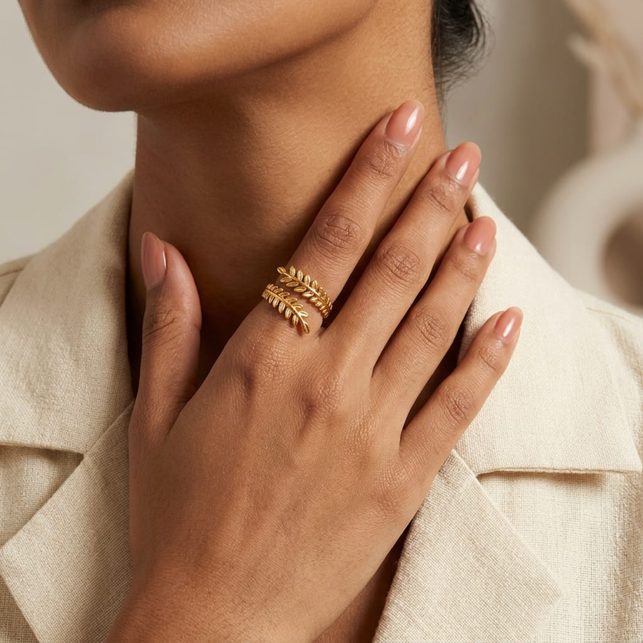 Vanya Leaf Wrap Ring by Suryatra