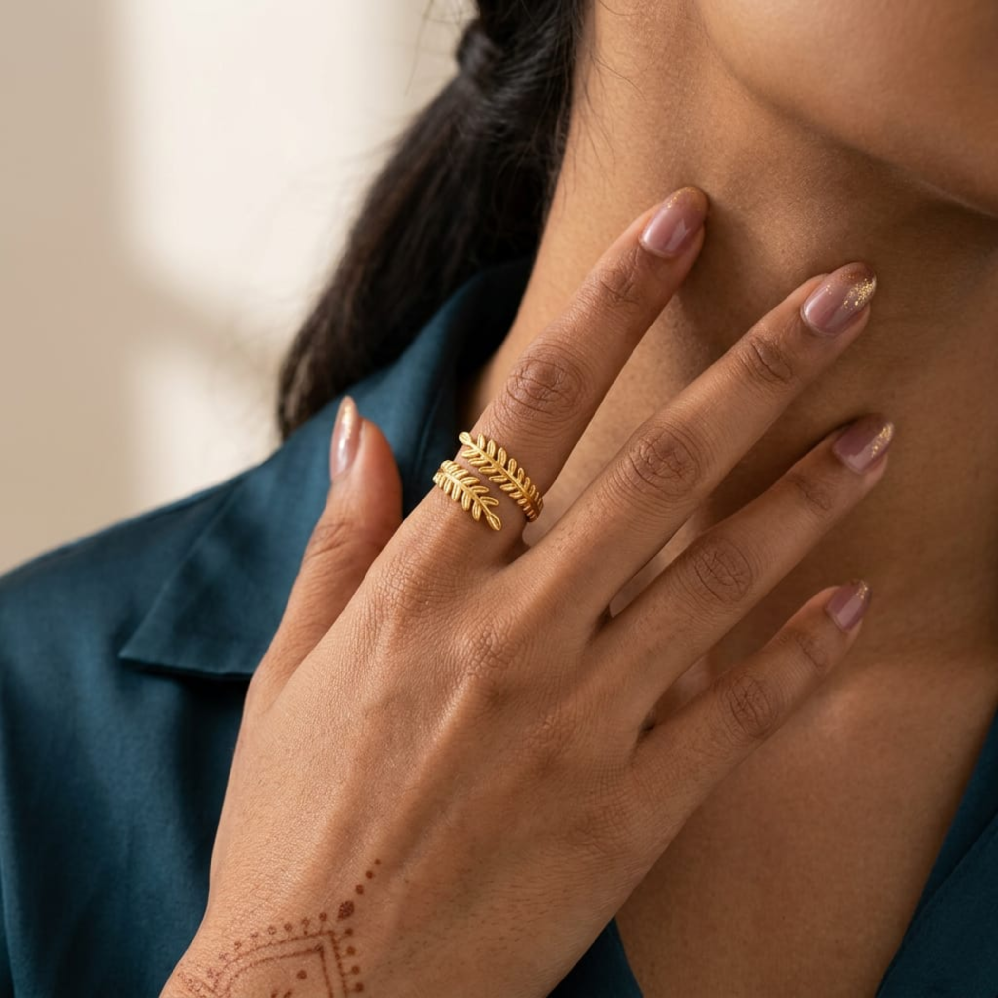 Vanya Leaf Wrap Ring by Suryatra