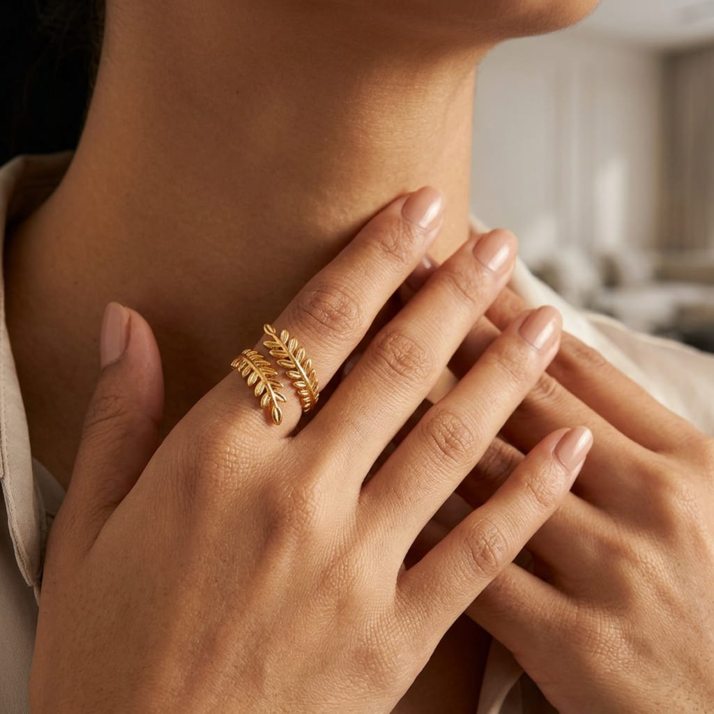 Vanya Leaf Wrap Ring by Suryatra