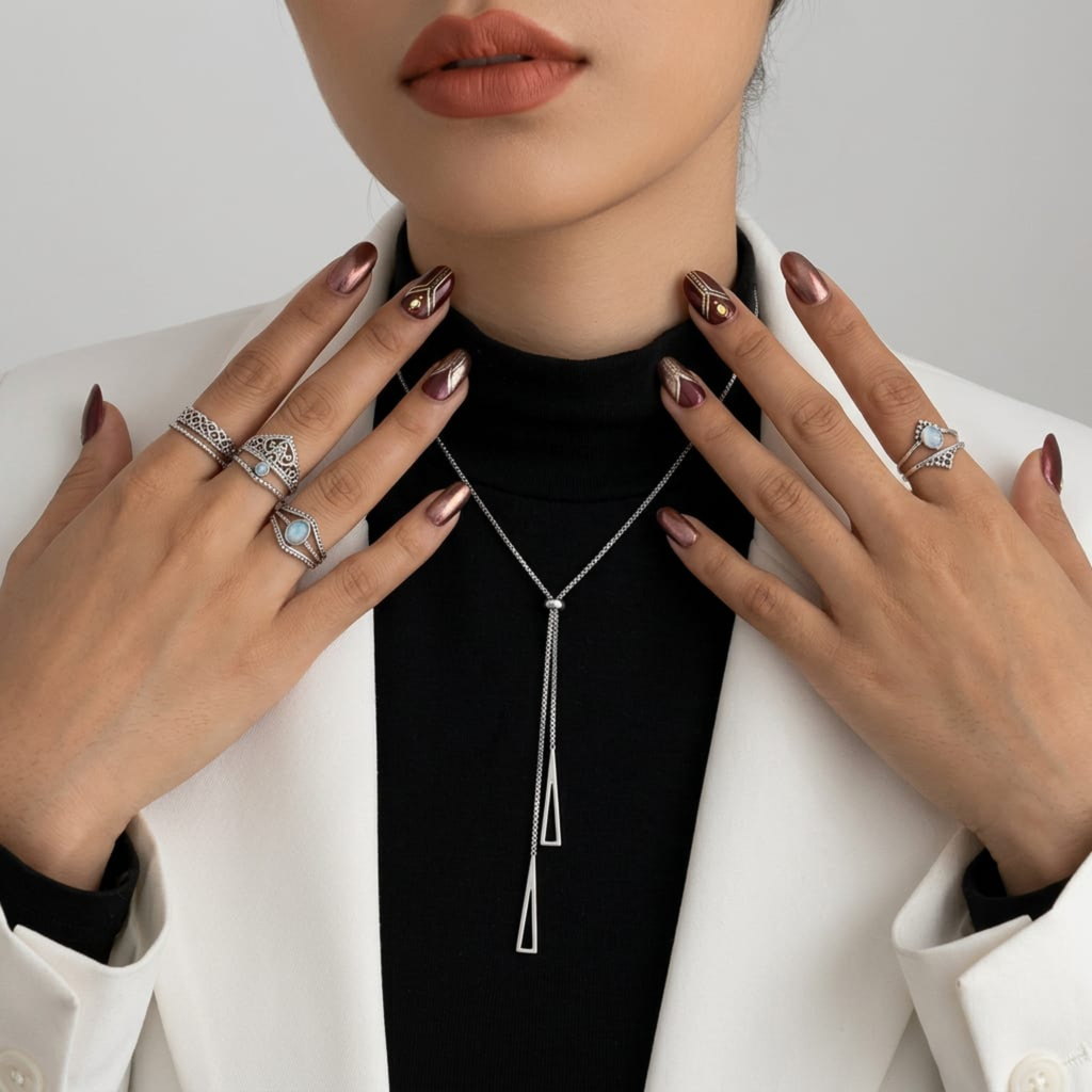 Noir Line Drop Necklace by Suryatra