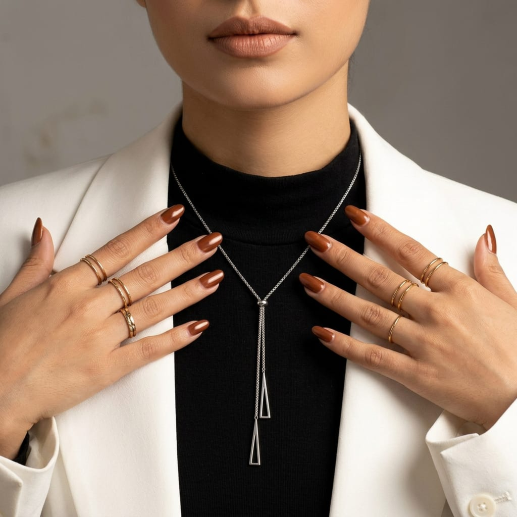 Noir Line Drop Necklace by Suryatra