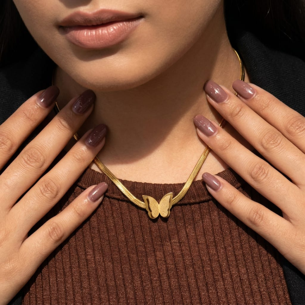 Papillon Gold Charm Necklace by Suryatra