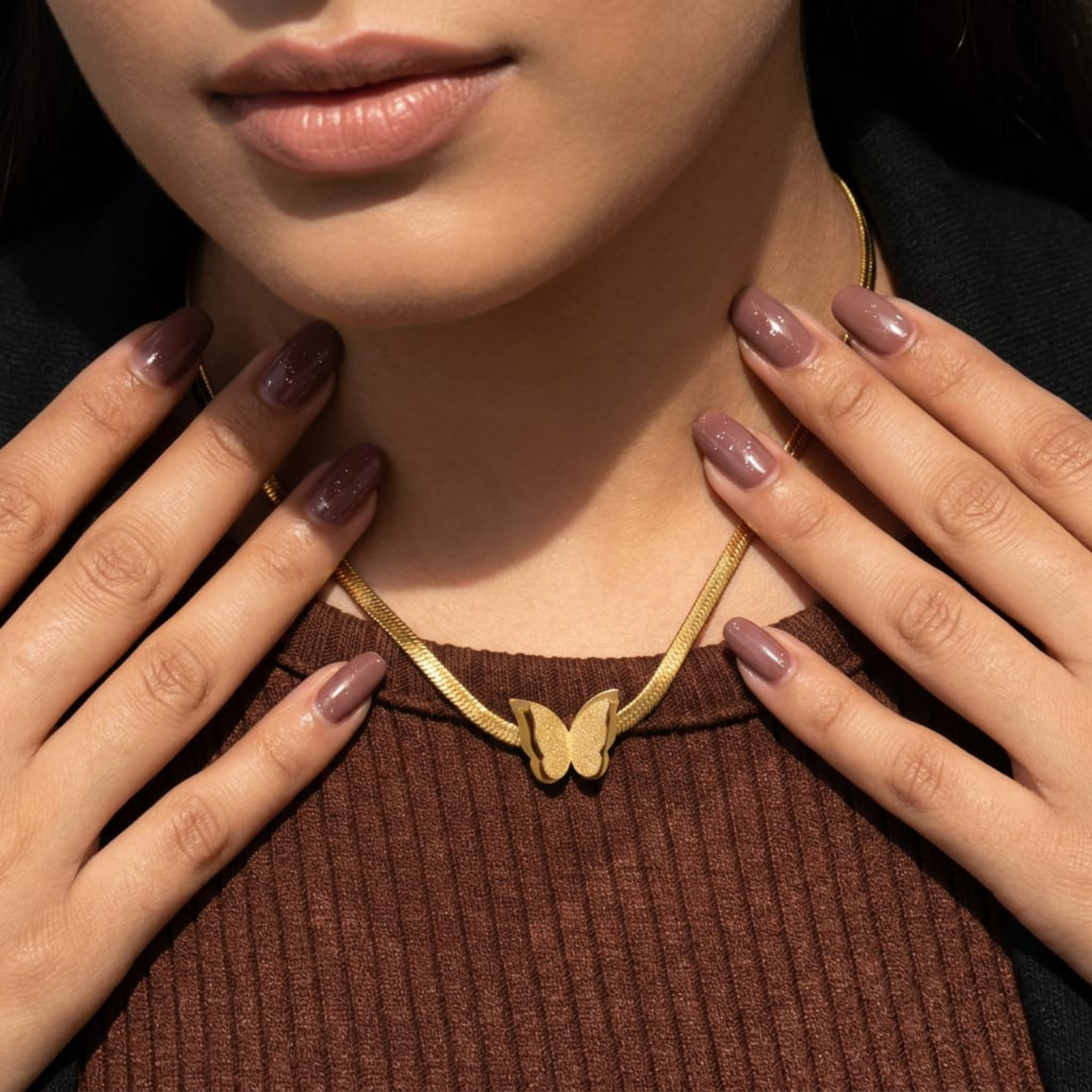 Papillon Gold Charm Necklace by Suryatra