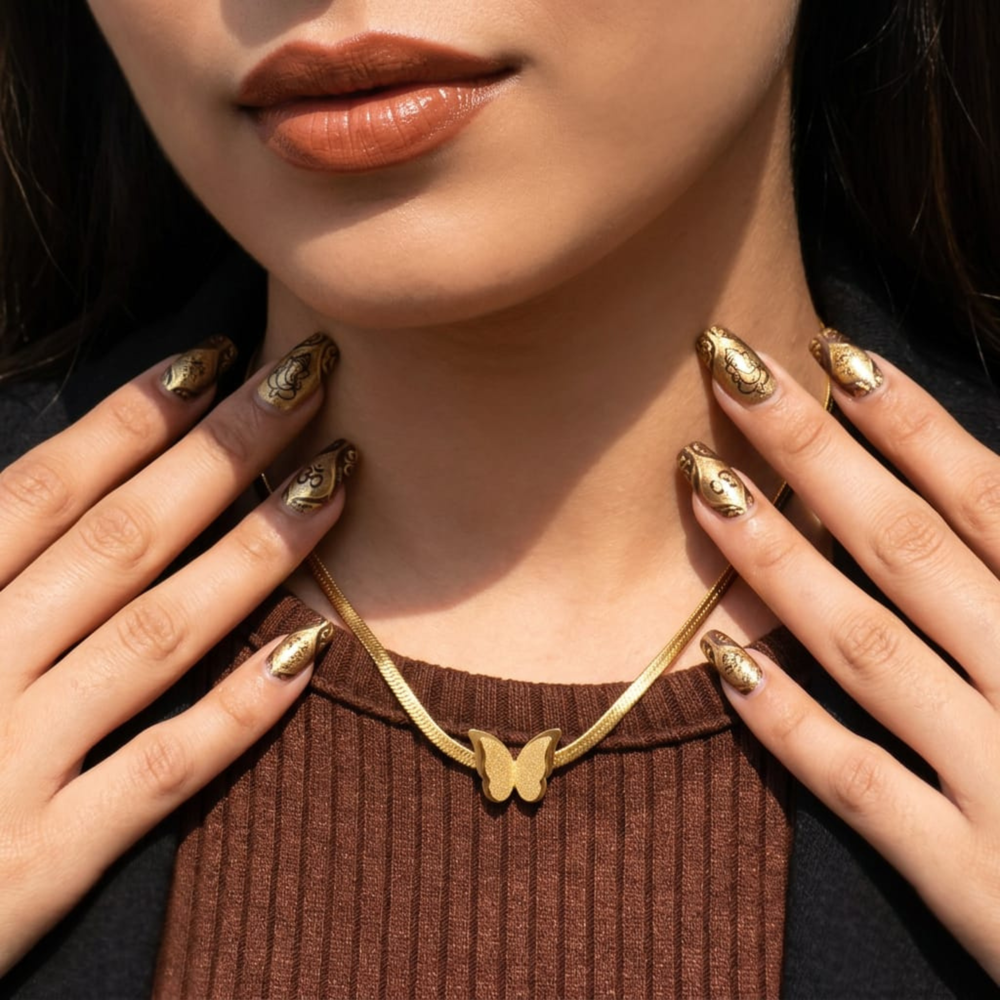 Papillon Gold Charm Necklace by Suryatra