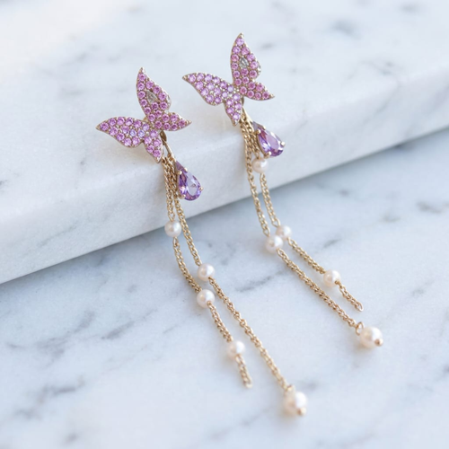 Celestia Flutter Drop Earrings by Suryatra