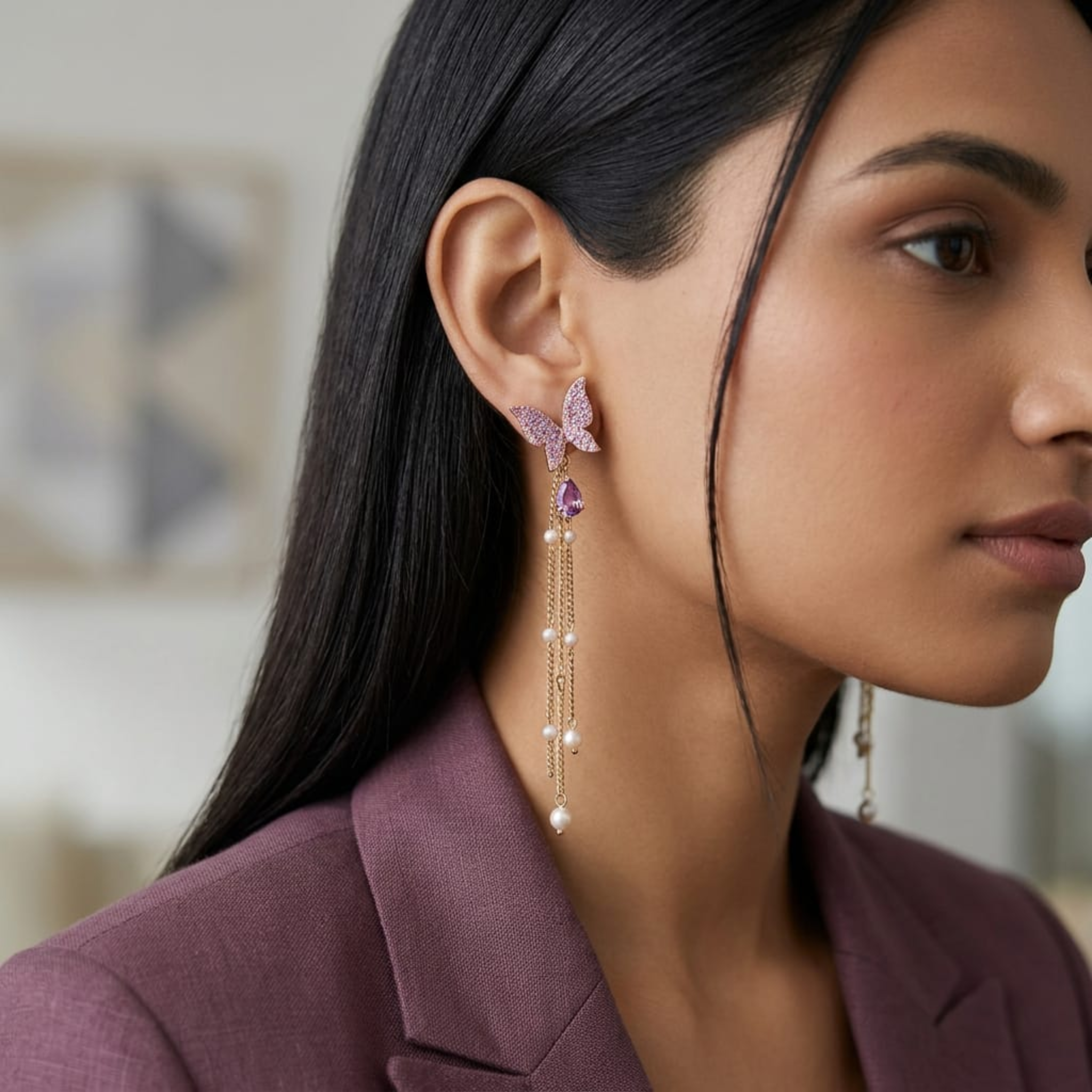 Celestia Flutter Drop Earrings by Suryatra