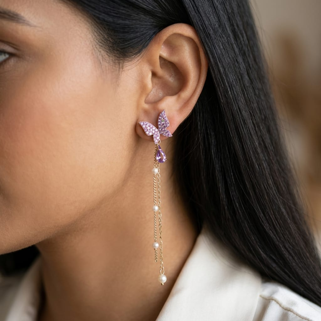 Celestia Flutter Drop Earrings by Suryatra