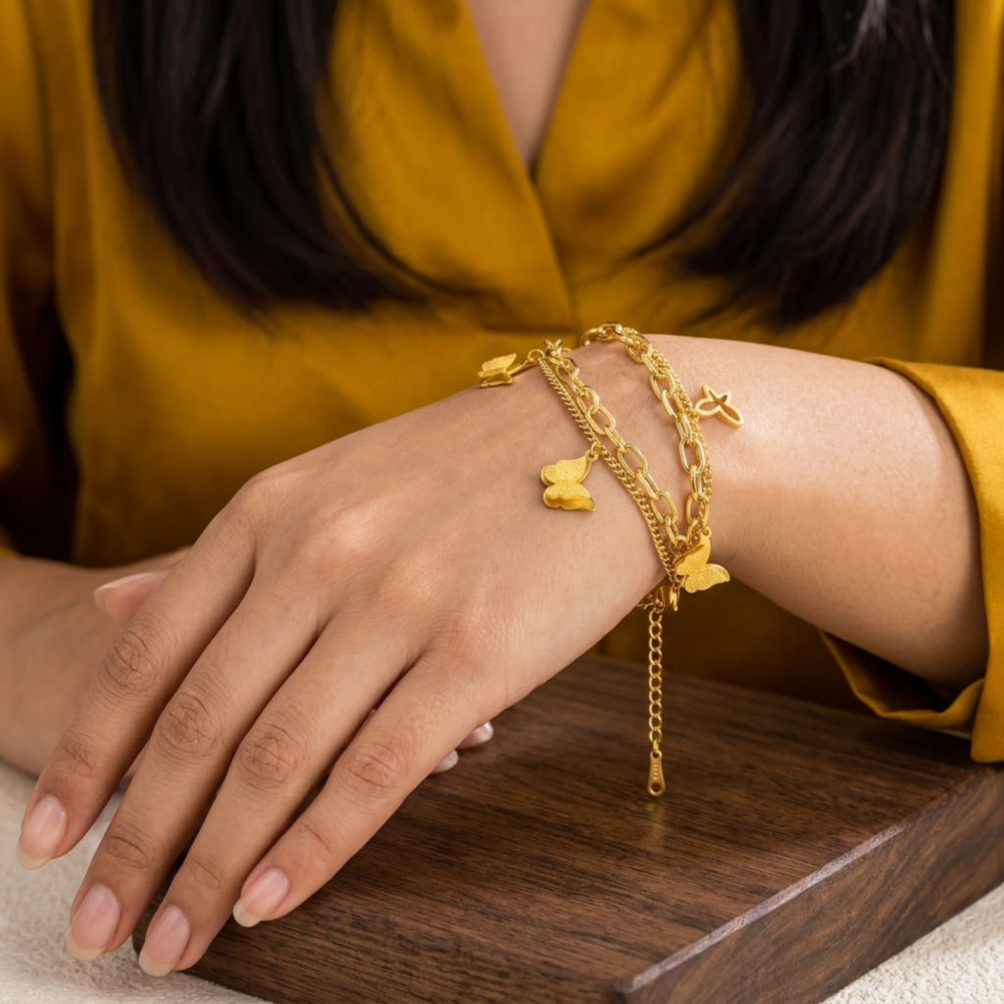 Flutter Charm Layered Bracelet by Suryatra