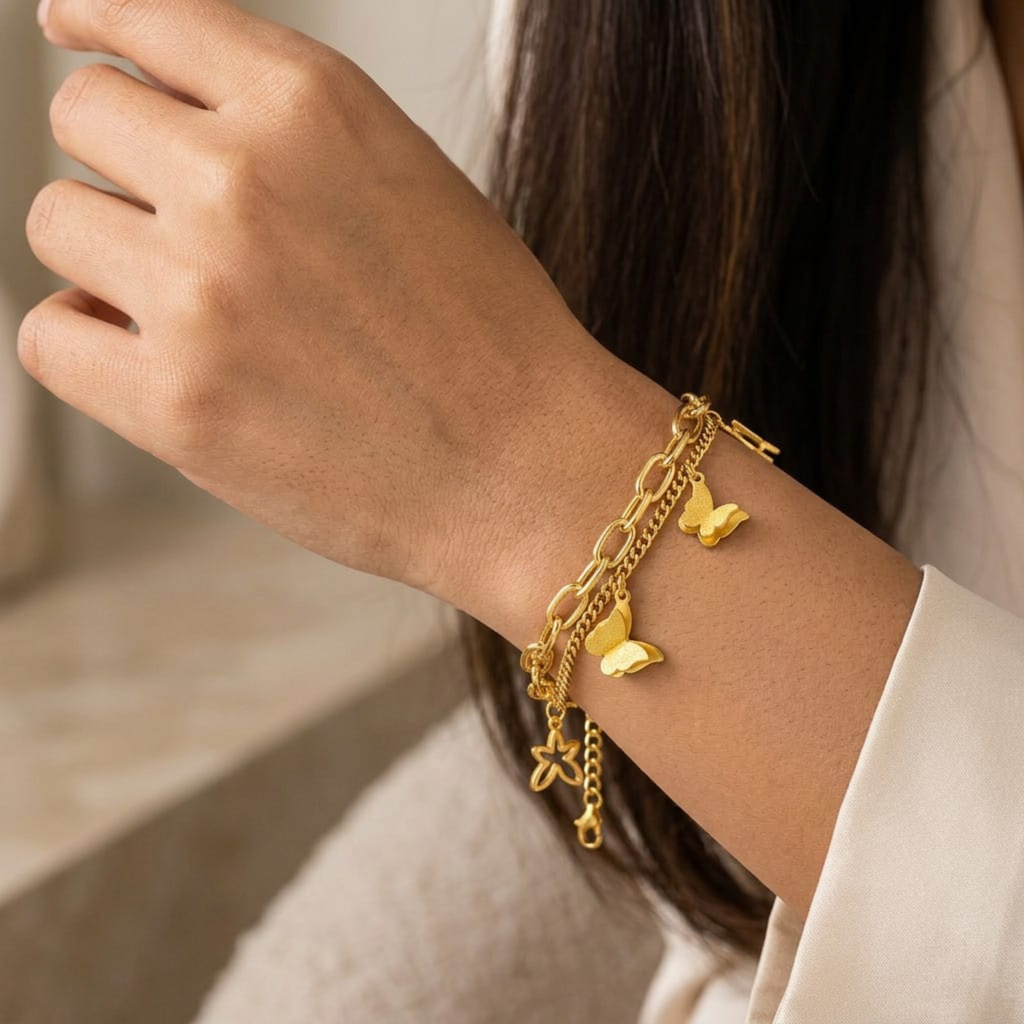 Flutter Charm Layered Bracelet by Suryatra