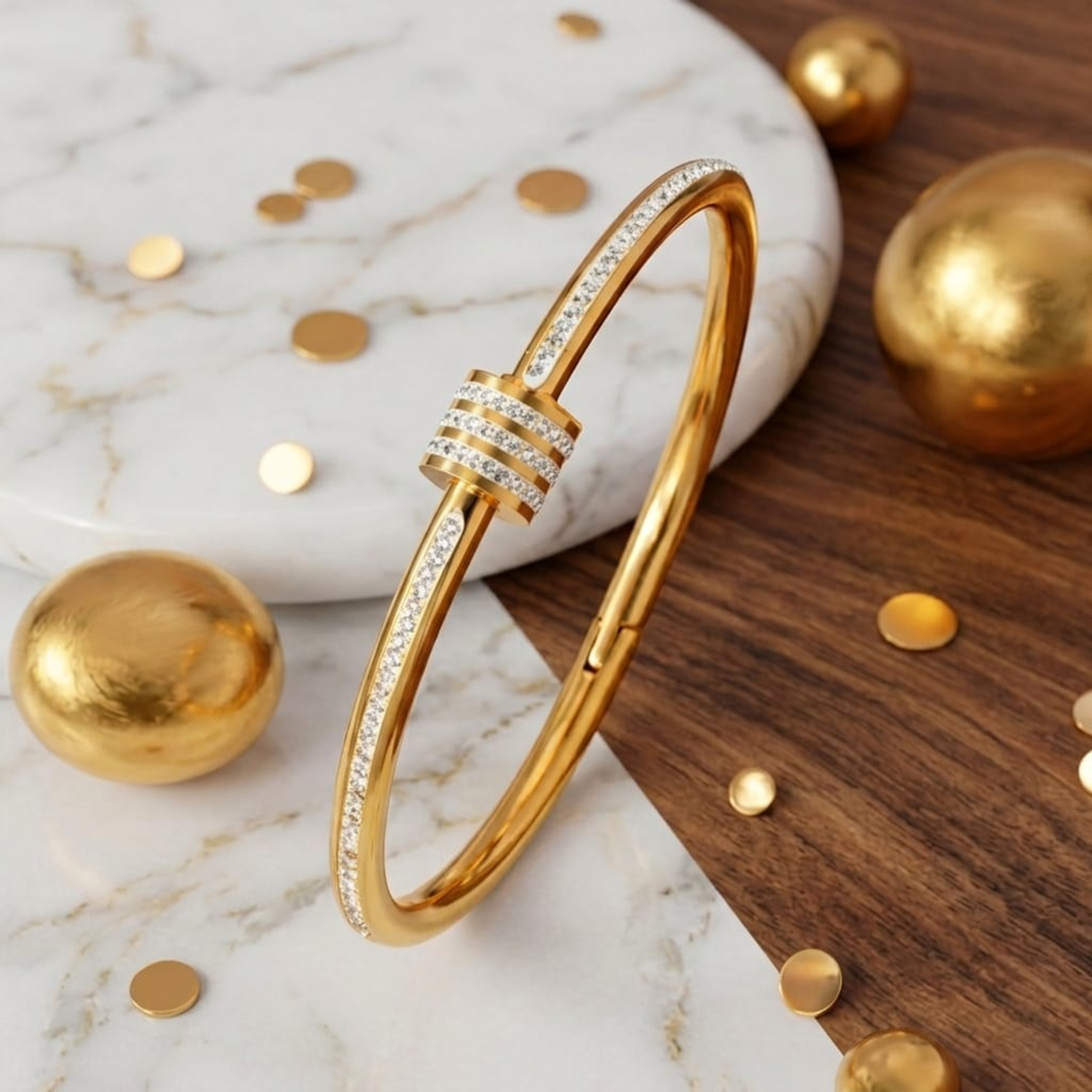 Celeste Crystal Lock Bangle by Suryatra