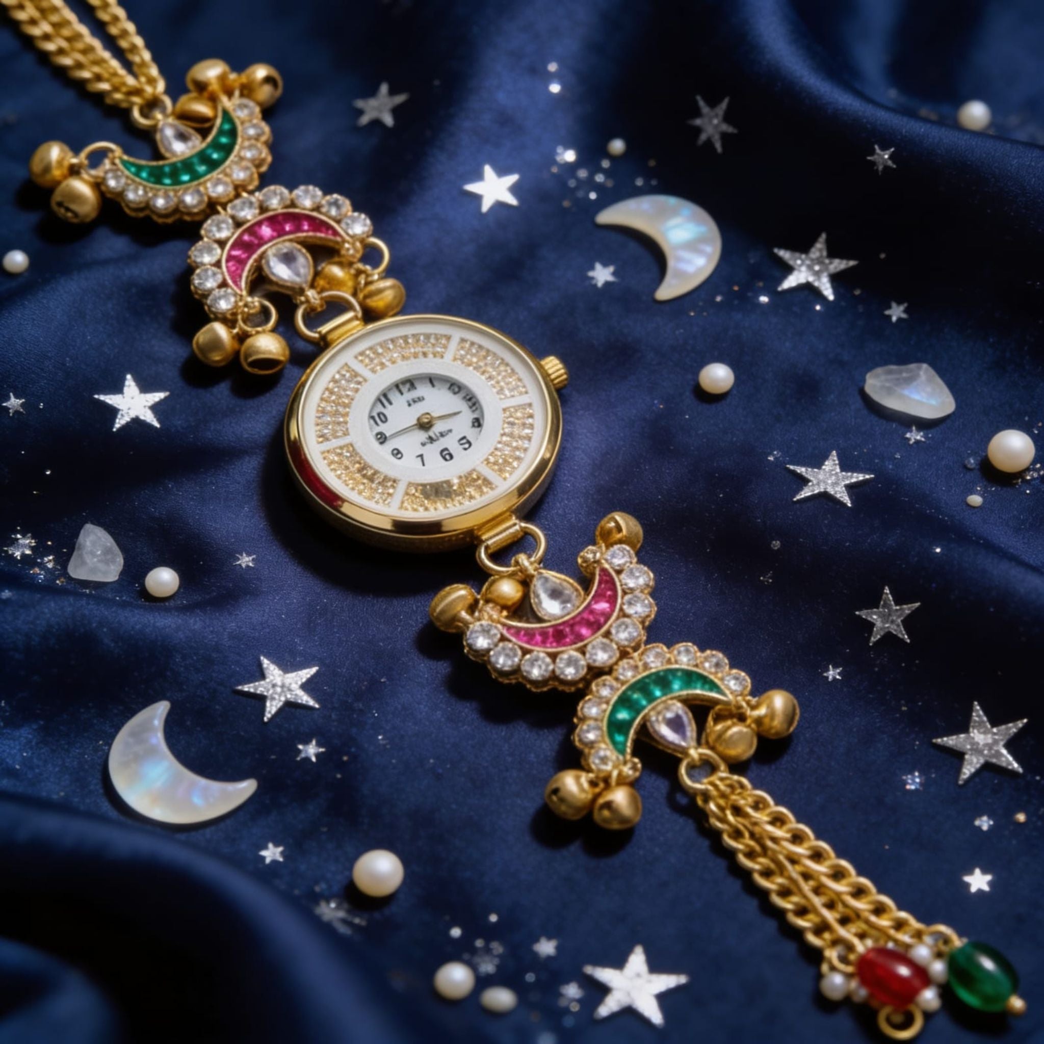 Celestial Kundan Chain Watch By Suryatra