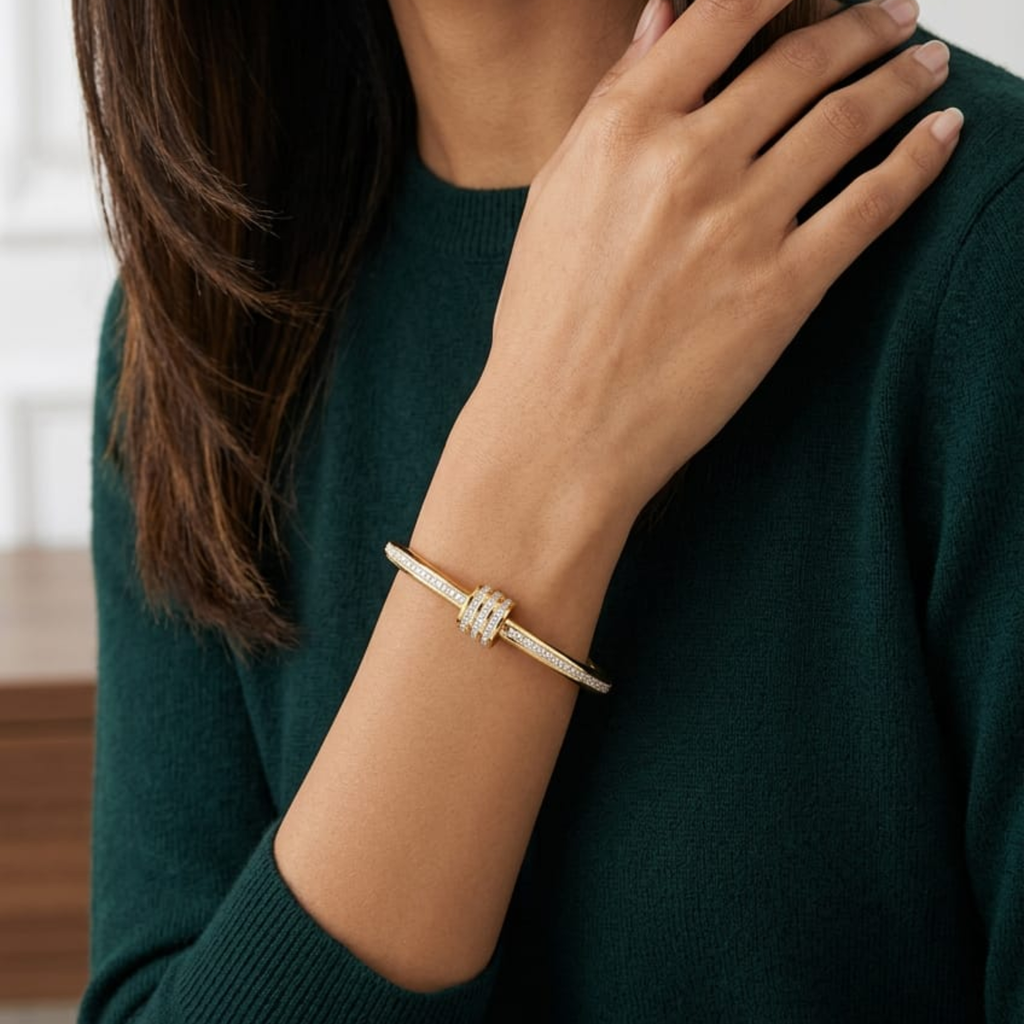 Celeste Crystal Lock Bangle by Suryatra