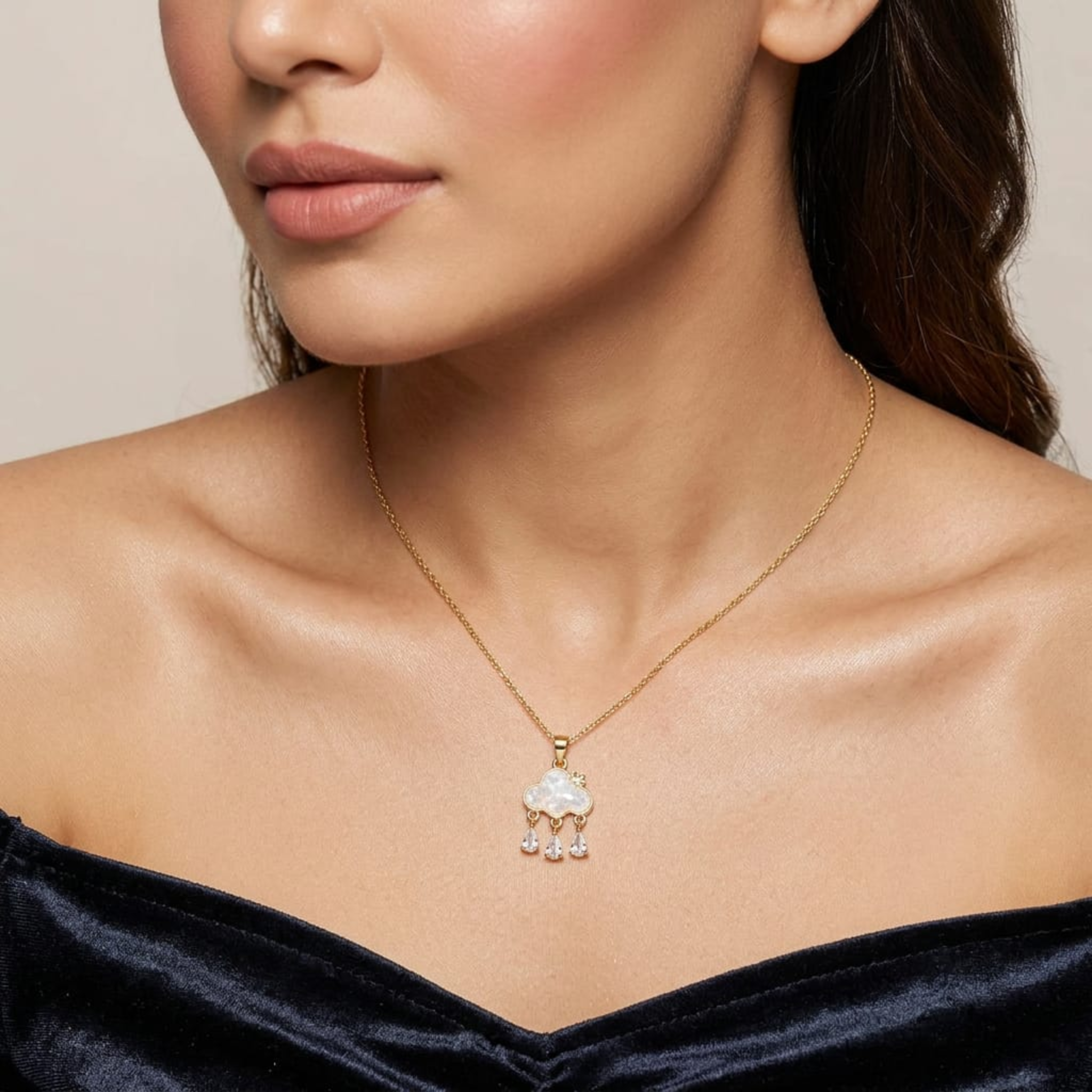 Cloud Drop Charm Necklace by Suryatra