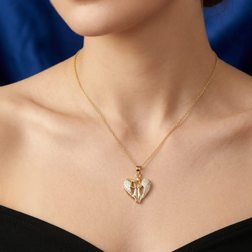 Angel Heart Wings Pendant Necklace
