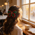 Festive Bloom Crochet Flower Hair Clip By Suryatra | Red & Green