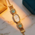 Heritage Mint Stone Gold Watch By Suryatra