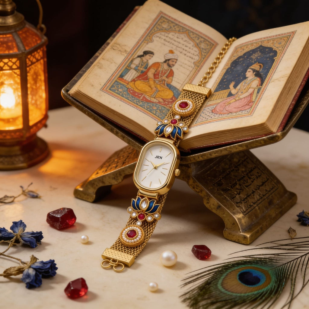 Heritage Ruby Floral Gold Watch By Suryatra