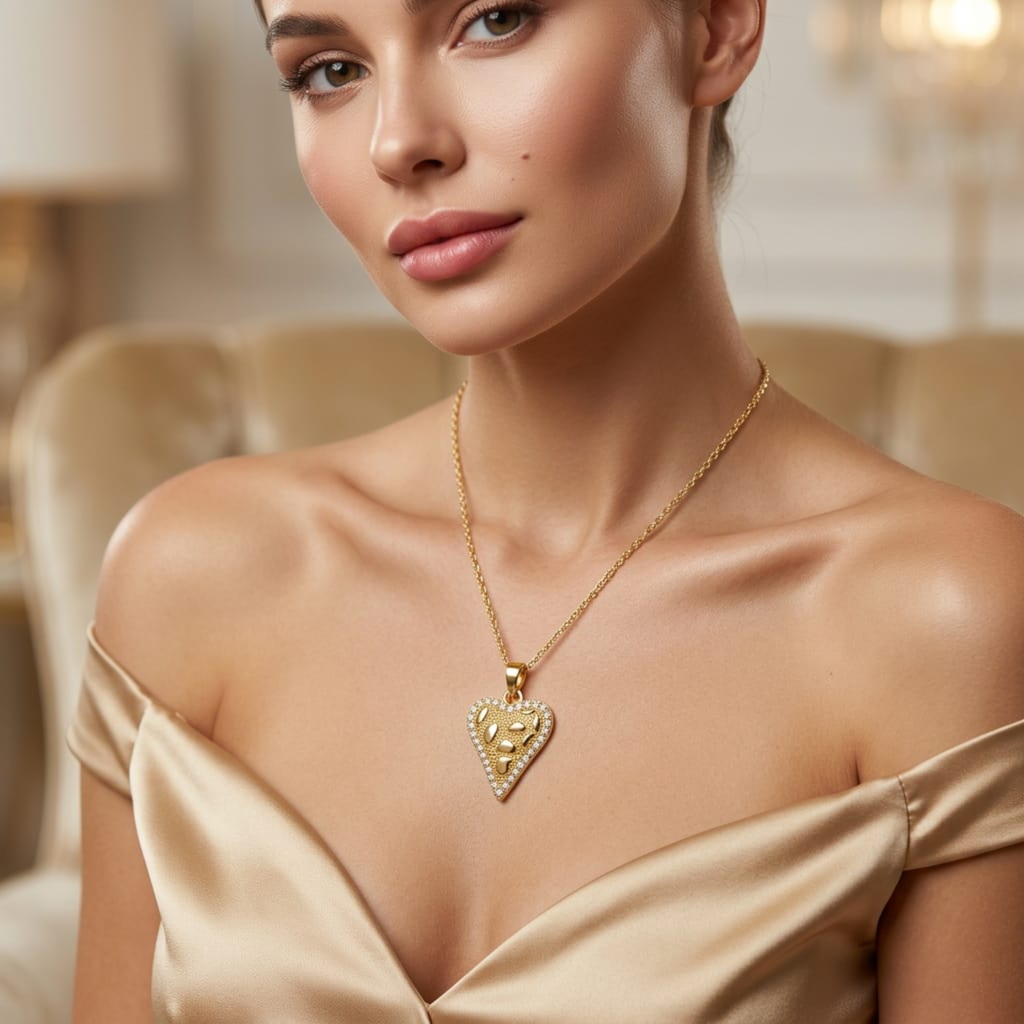 Luxe Openwork Heart Pendant Necklace