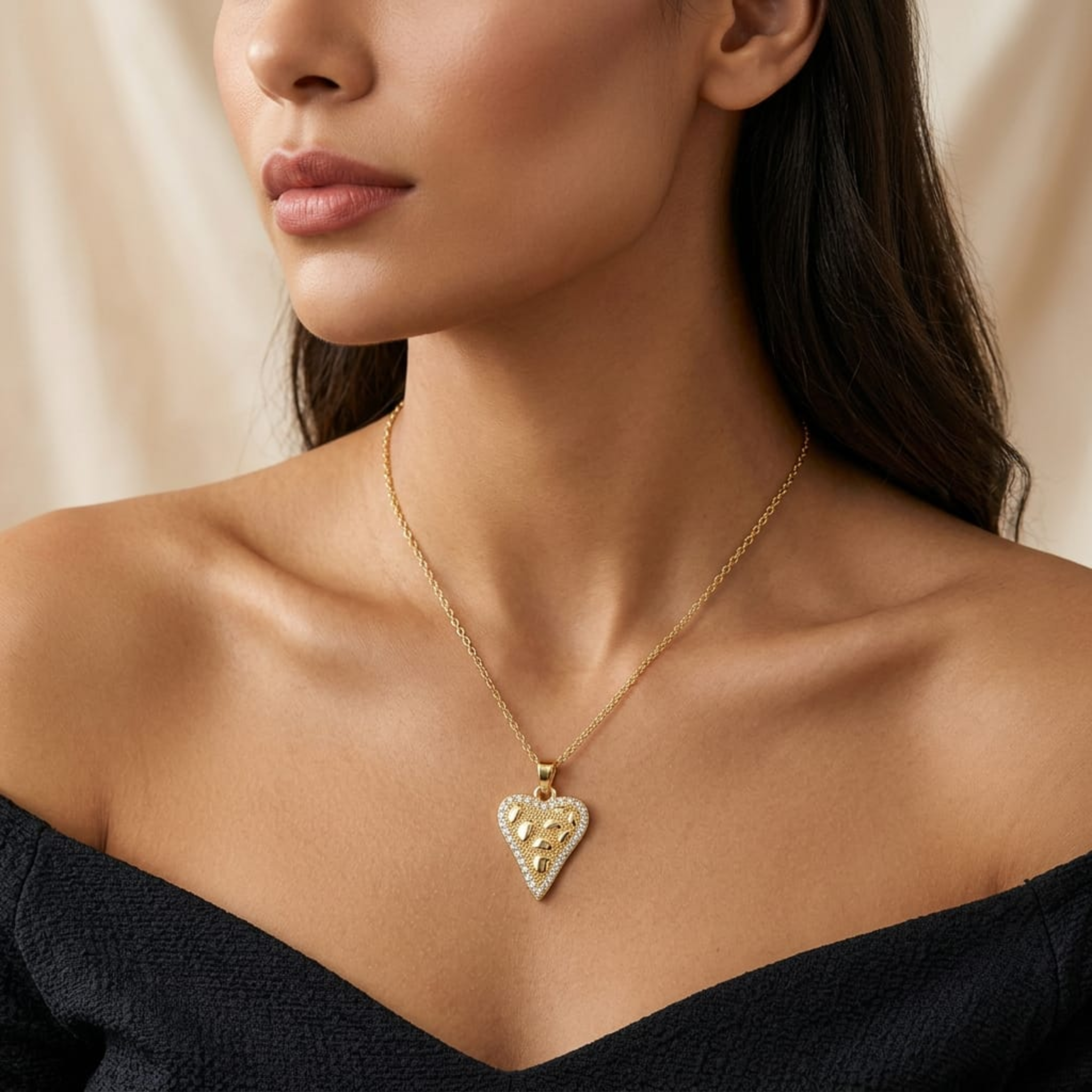 Luxe Openwork Heart Pendant Necklace