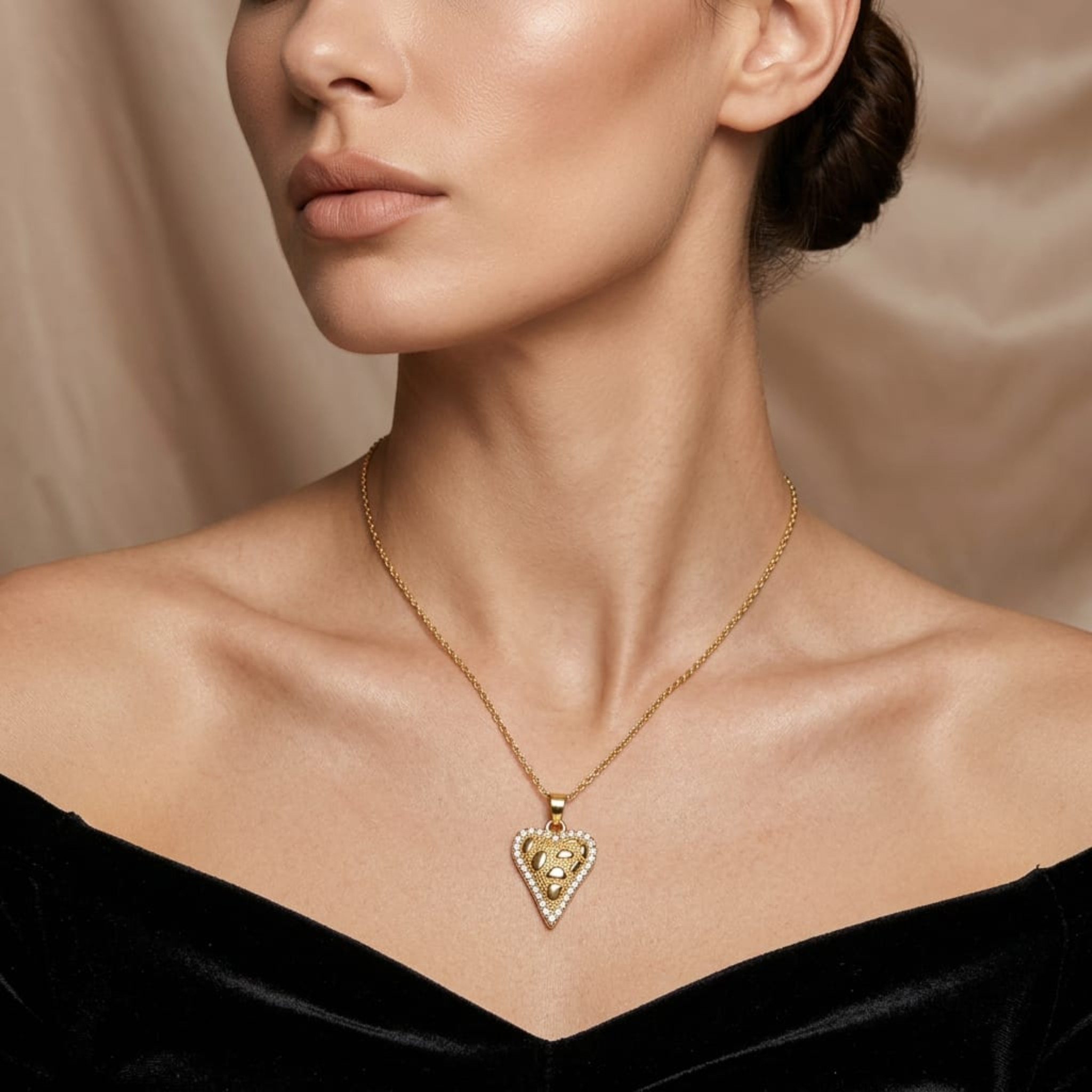 Luxe Openwork Heart Pendant Necklace